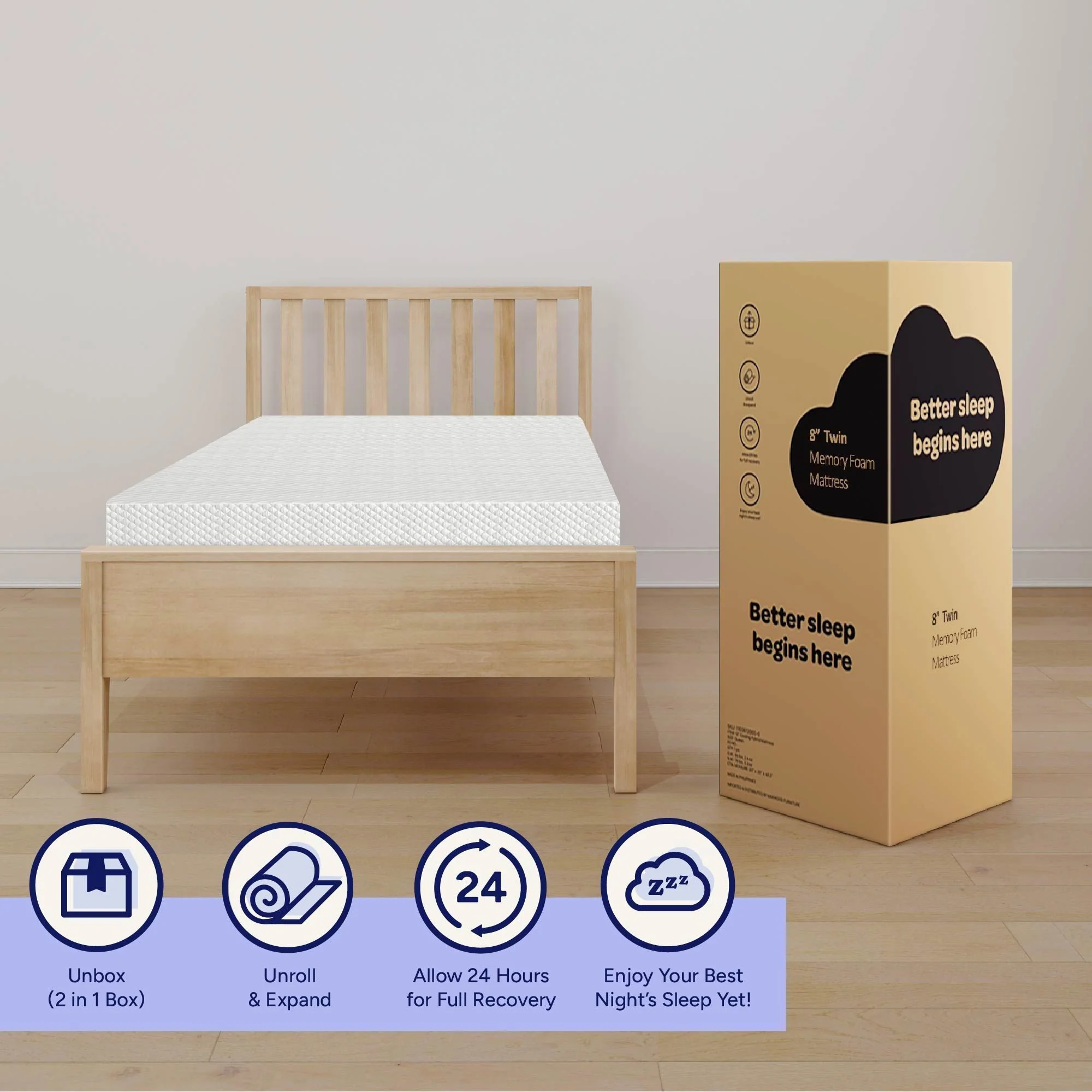 8-Inch Twin & Full Memory Foam Mattress Bundle - Image 11