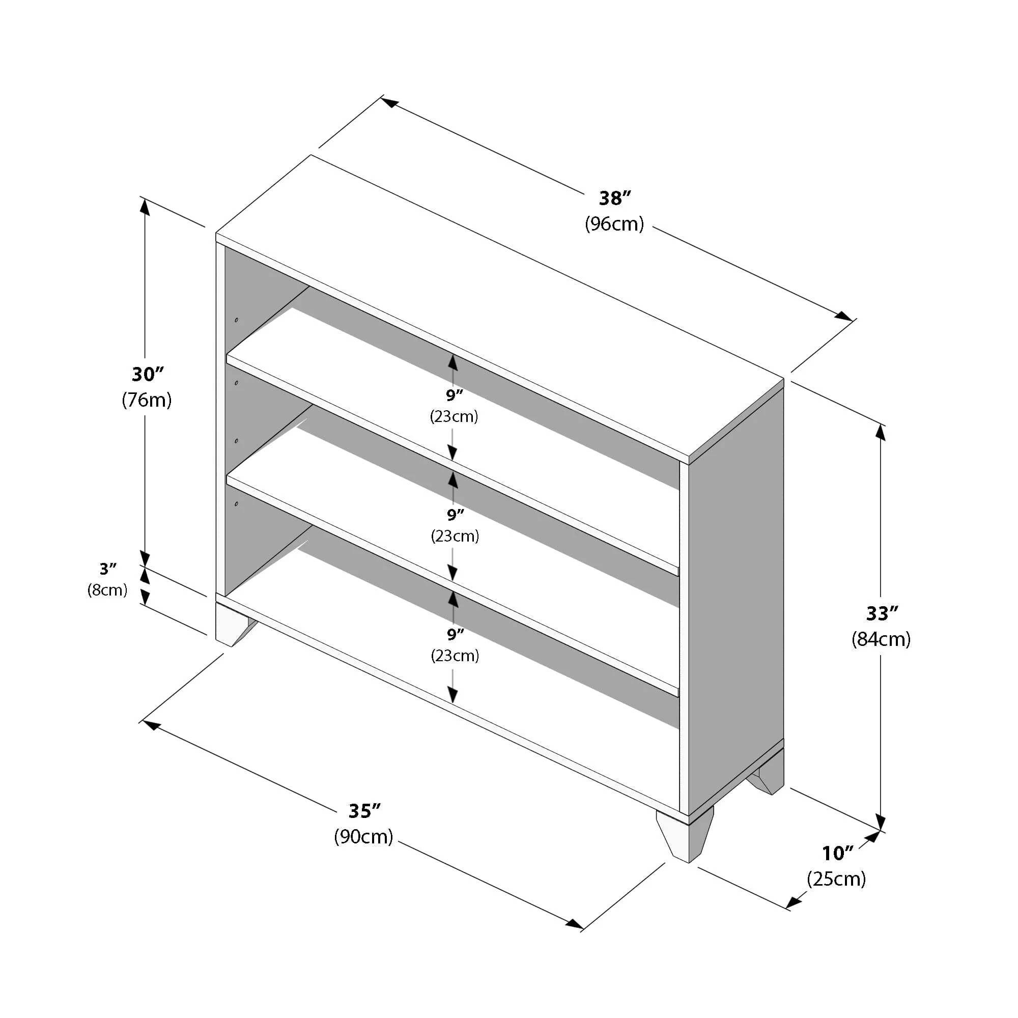 Classic 3-Shelf Bookcase - Image 16