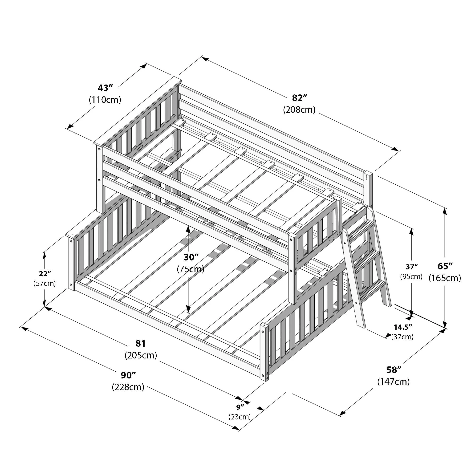 Twin Over Full Low Bunk Bed - Image 27