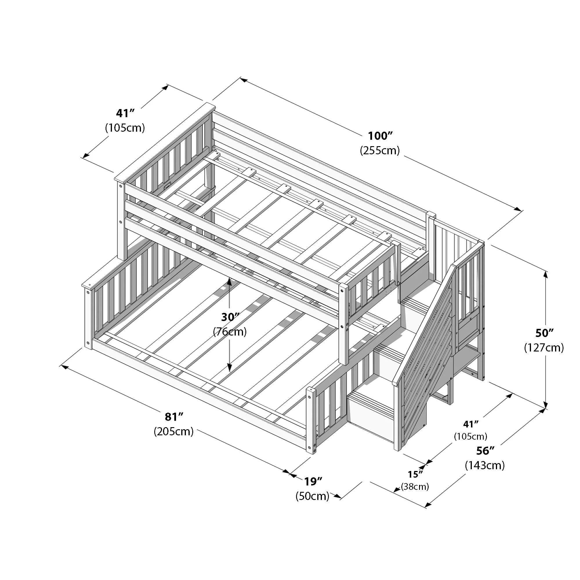 Twin Over Full Low Bunk Bed With Stairs - Image 29