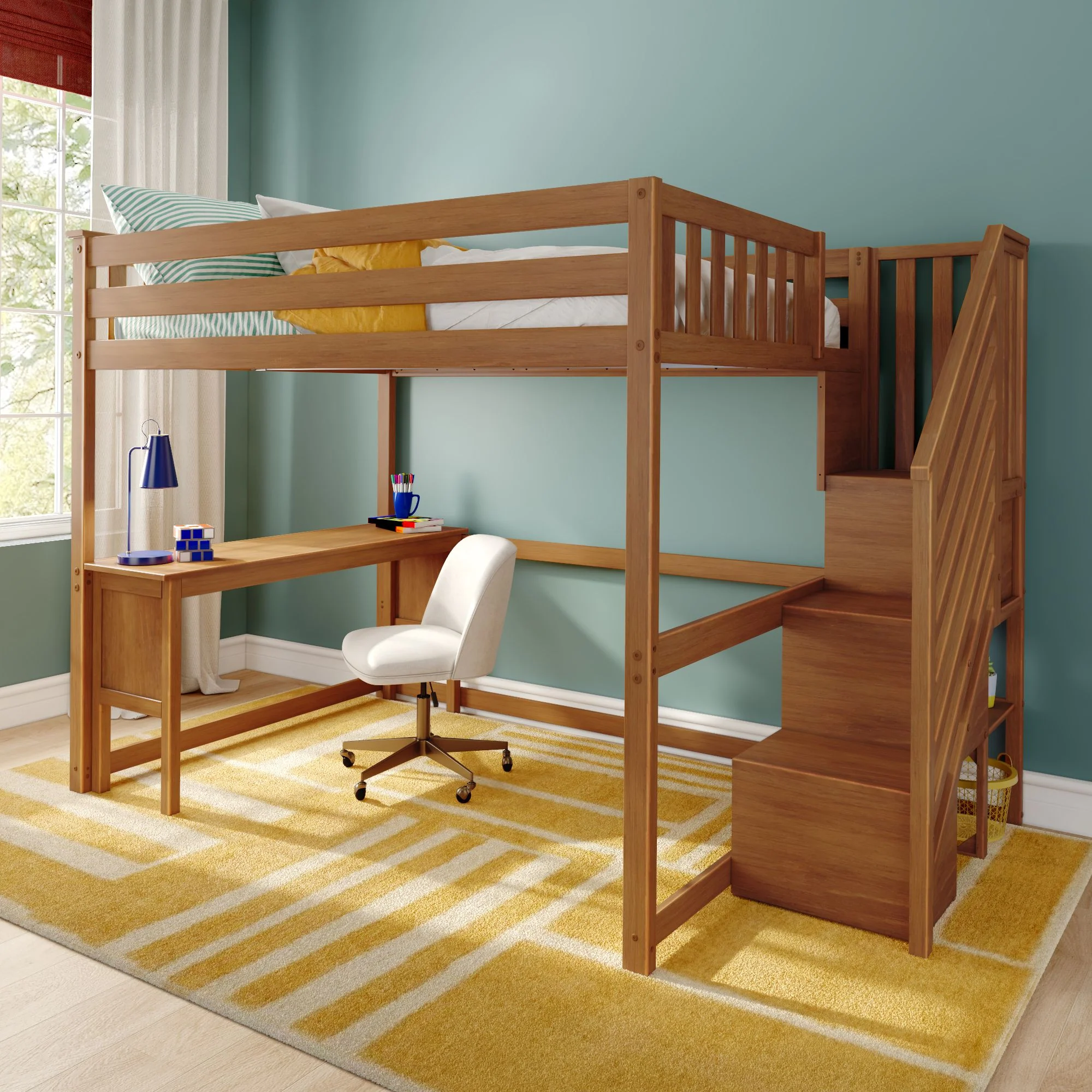Full Loft Bed With Desk & Stairs - Image 3