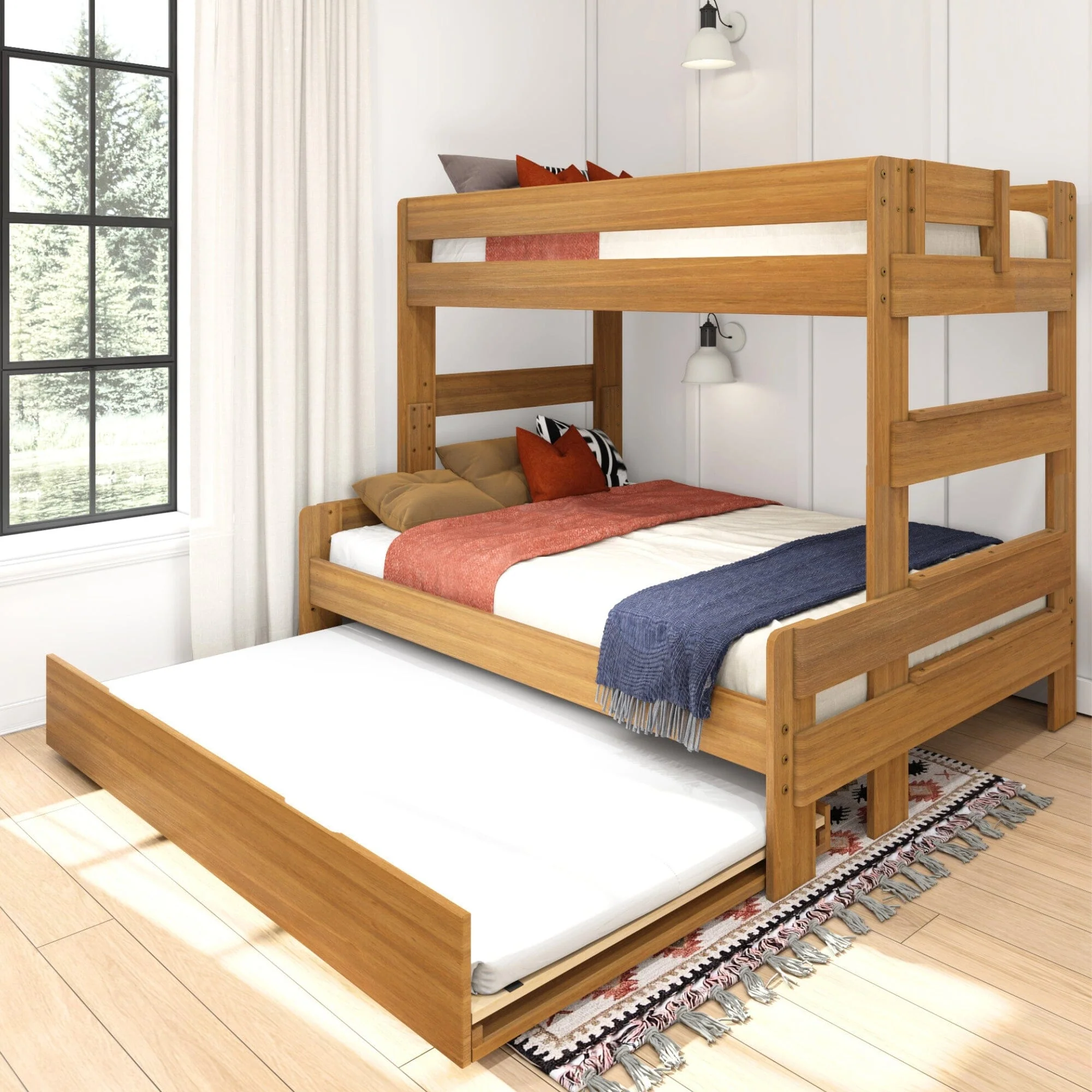 Modern Farmhouse Twin Over Full Bunk Bed With Trundle - Image 3