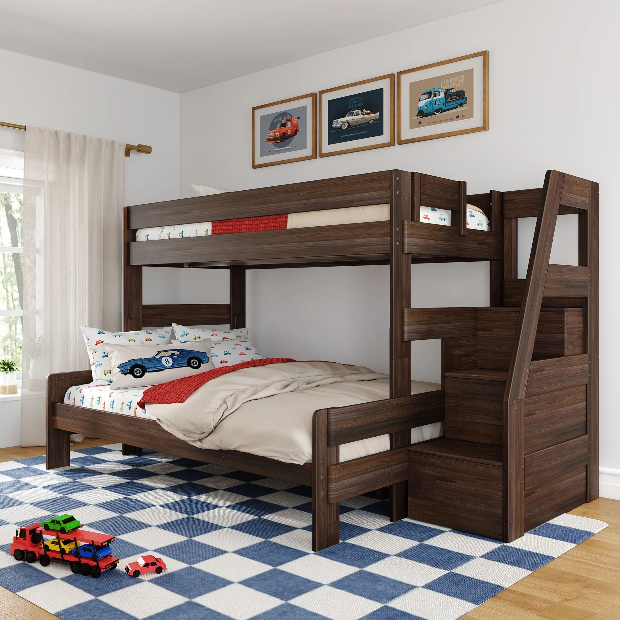 Modern Farmhouse Twin XL Over Queen Bunk Bed With Stairs - Image 3