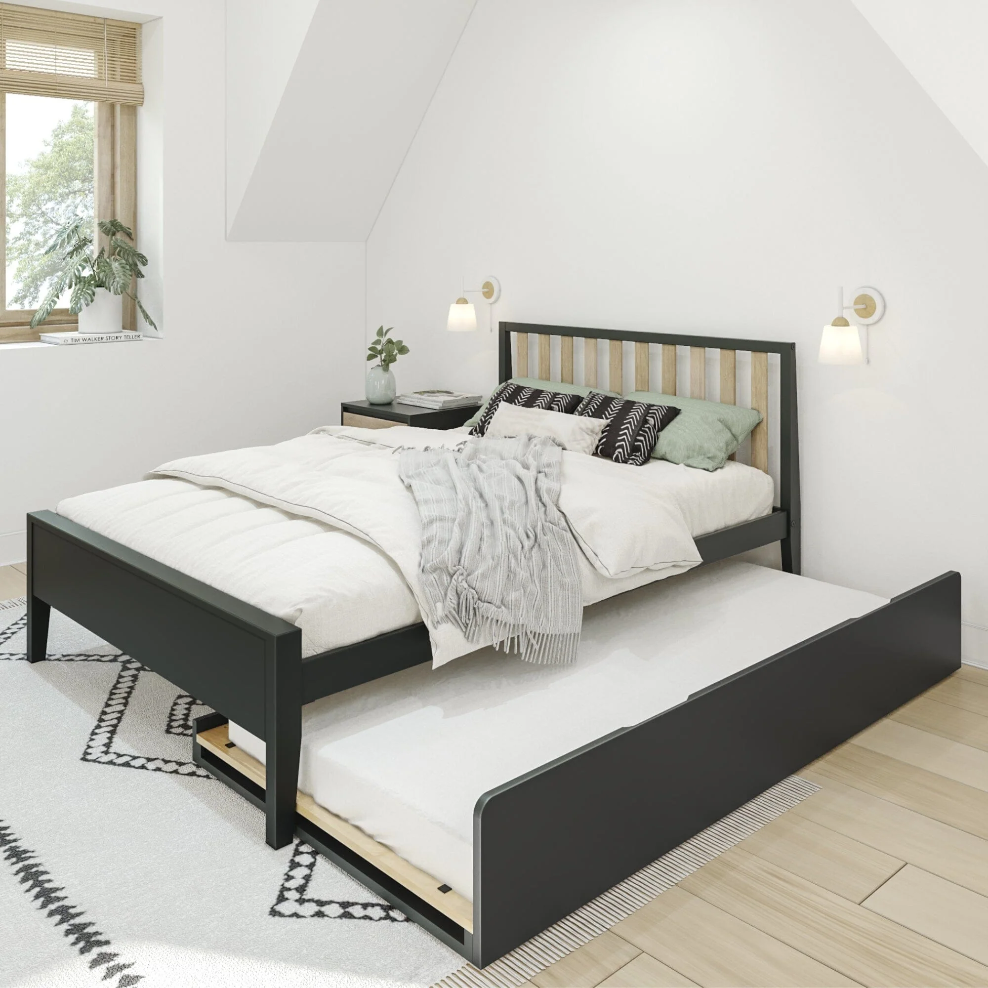 Scandinavian Full Bed With Trundle - Image 3