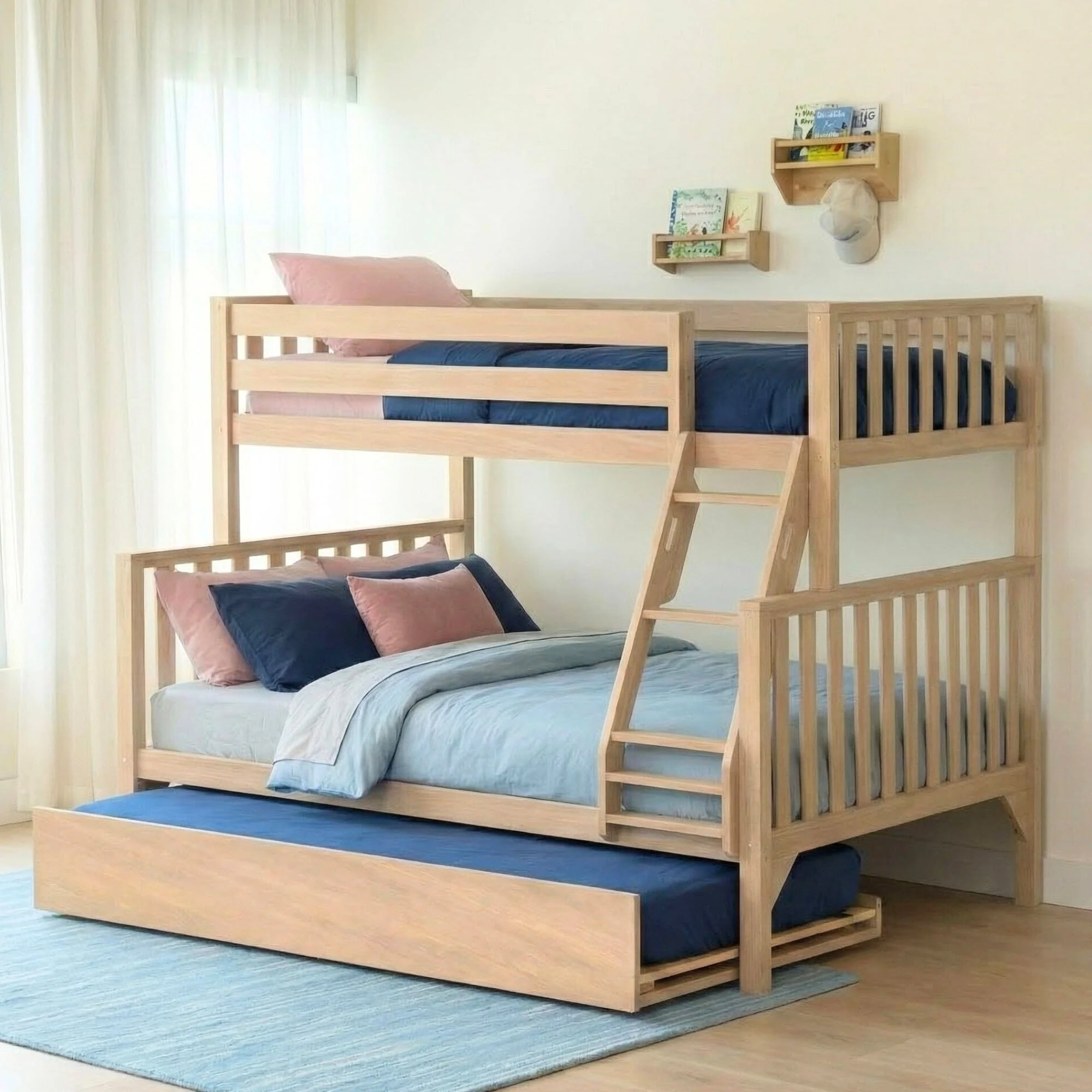 Scandinavian Twin Over Full Bunk Bed With Trundle - Image 2