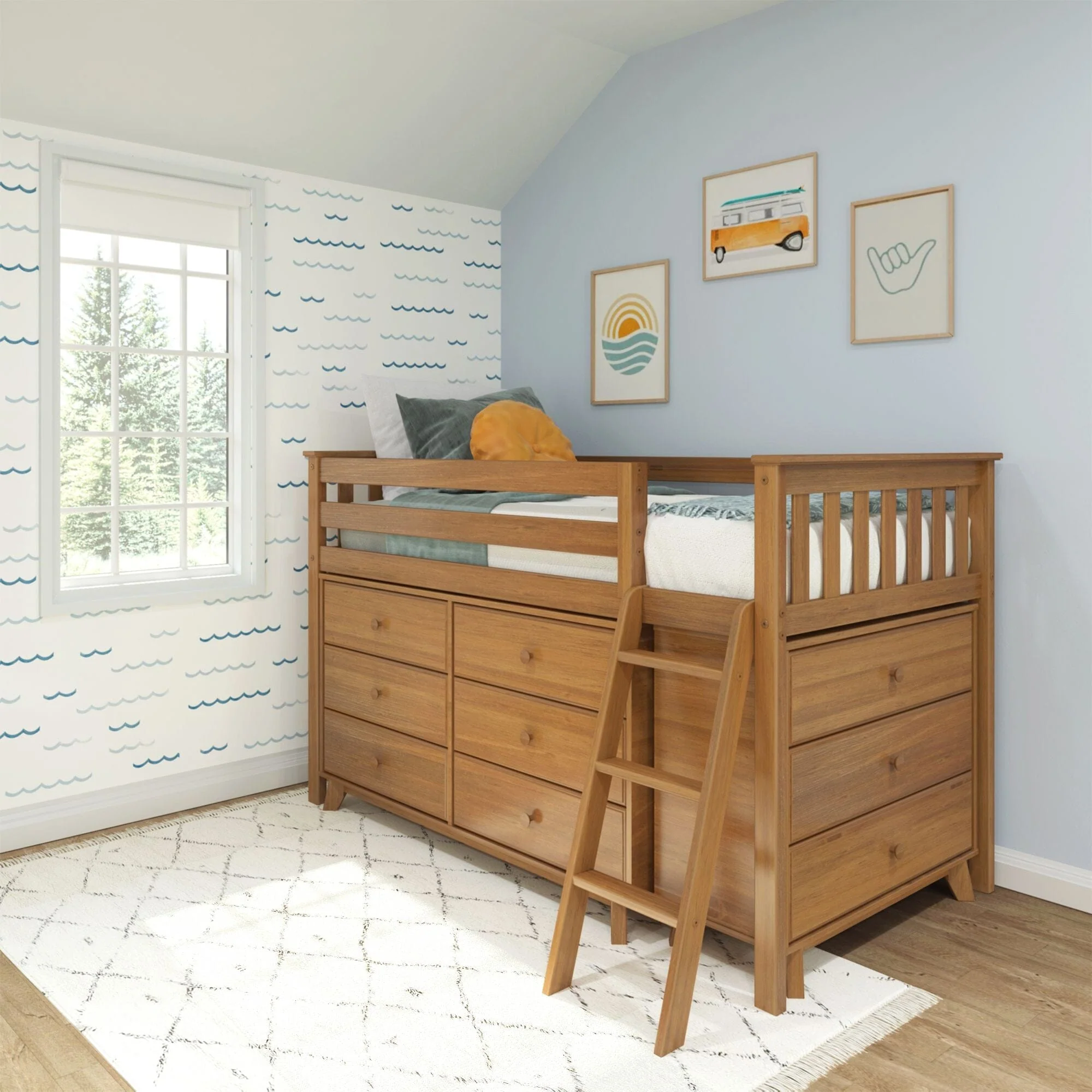 Twin Low Loft Bed With 2 Dressers - Image 3