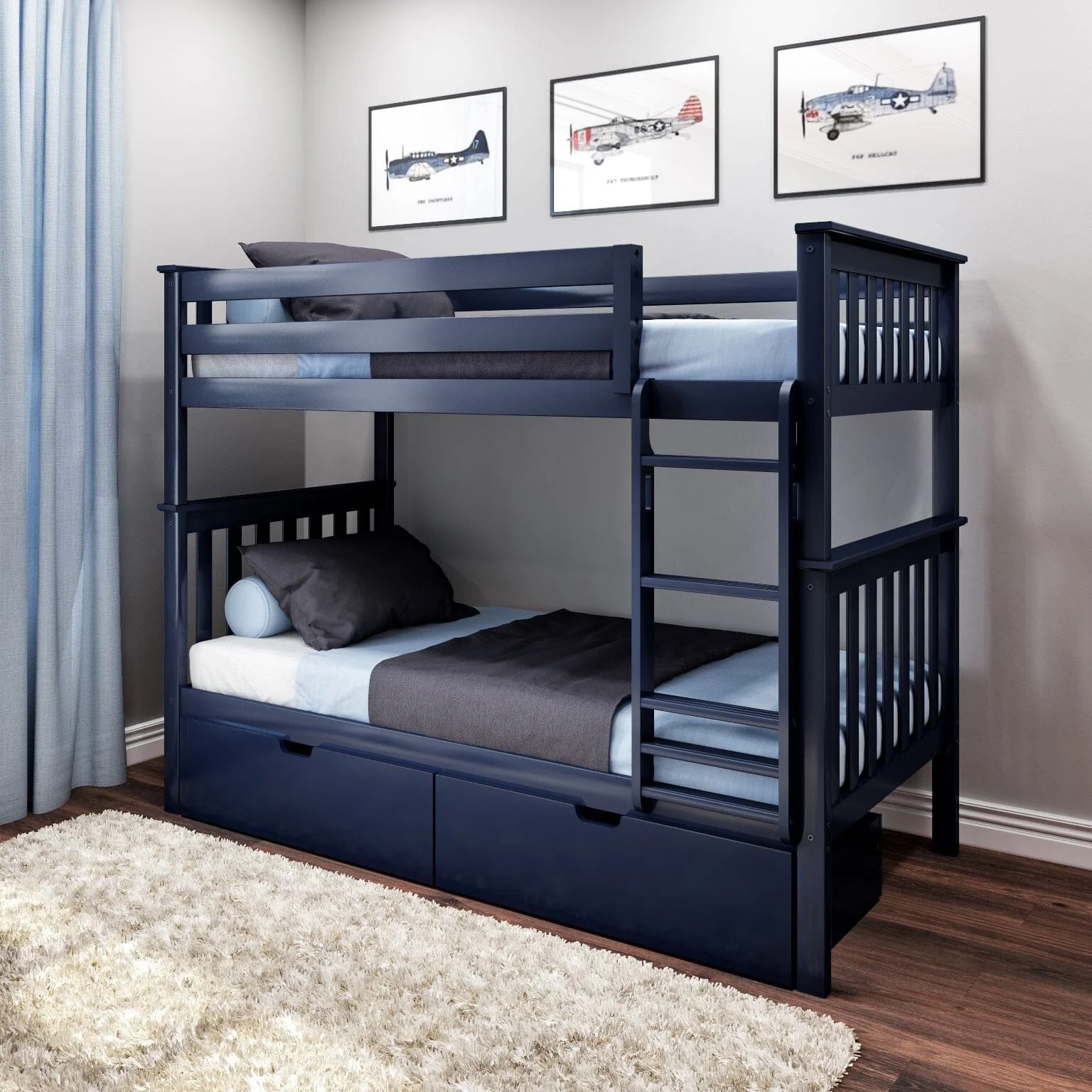 Twin Over Twin Bunk Bed With Storage Drawers - Image 3