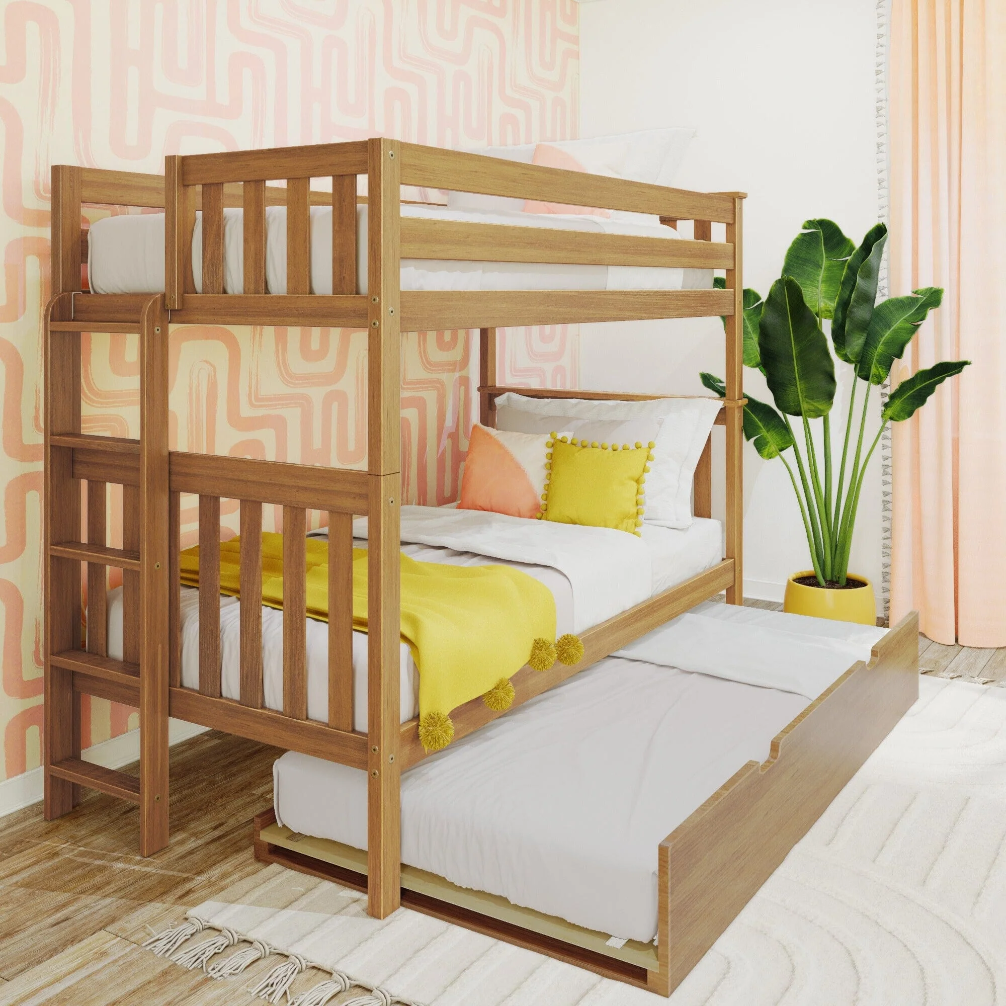 Twin Over Twin Bunk Bed With Trundle & Ladder on End - Image 3