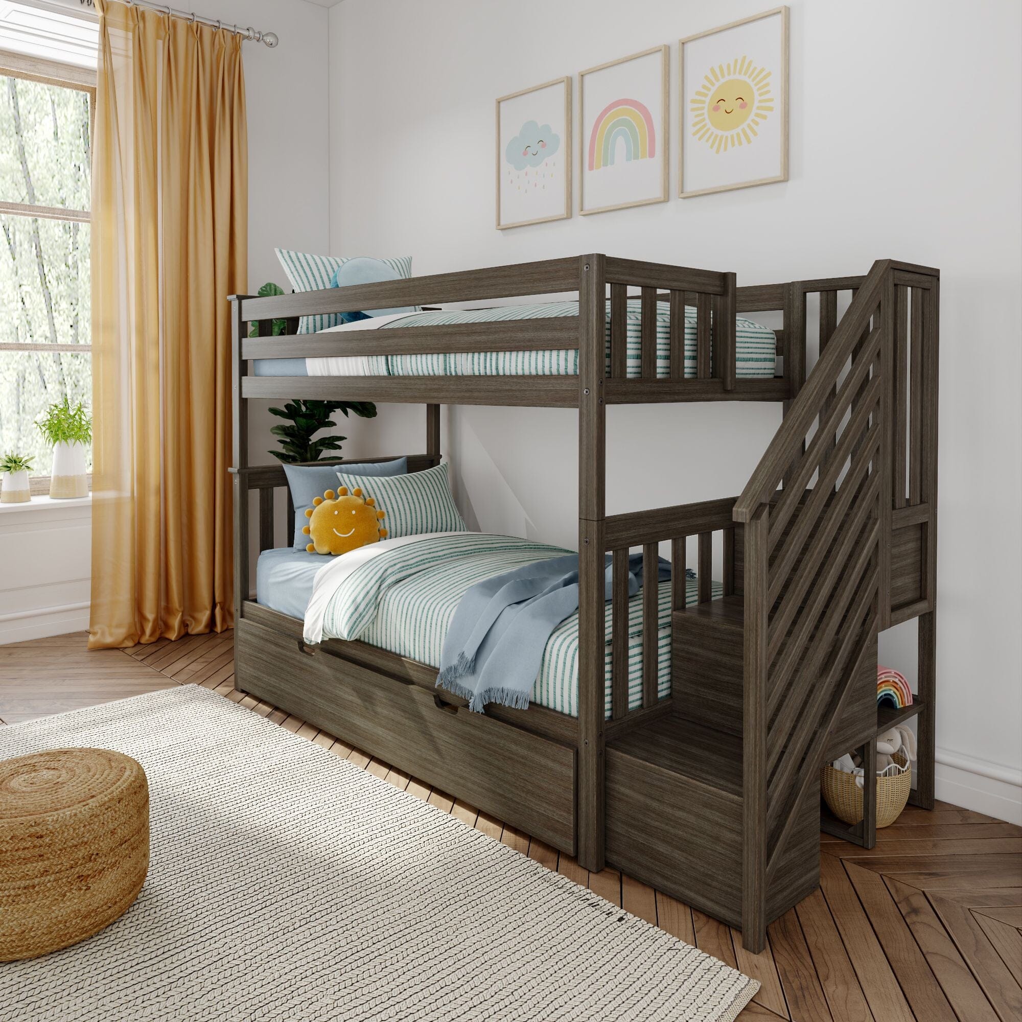 Twin Over Twin Bunk Bed With Stairs & Trundle - Image 33