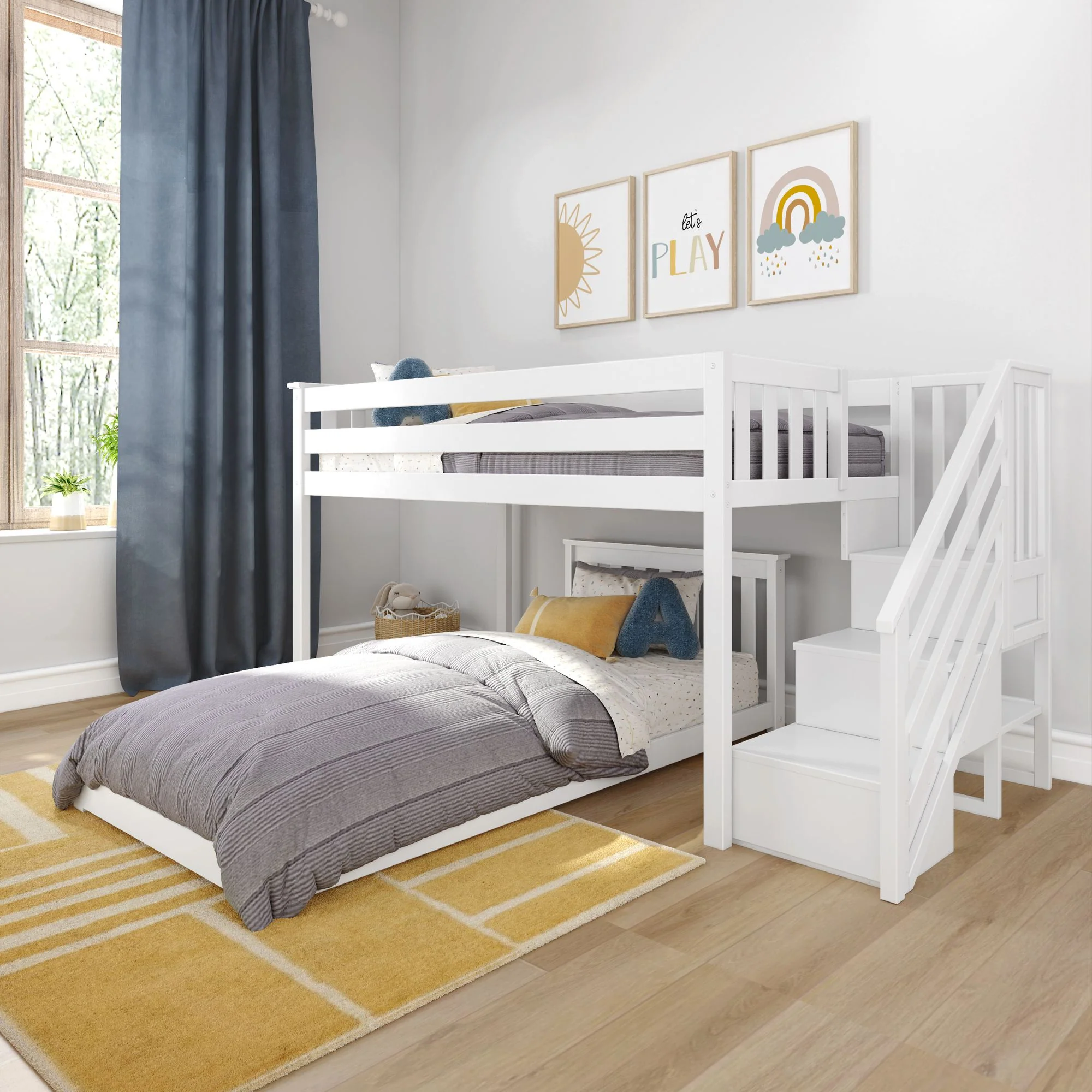 (Combined Listing) Twin Over Twin L-Shaped Low Bunk Bed - Image 2