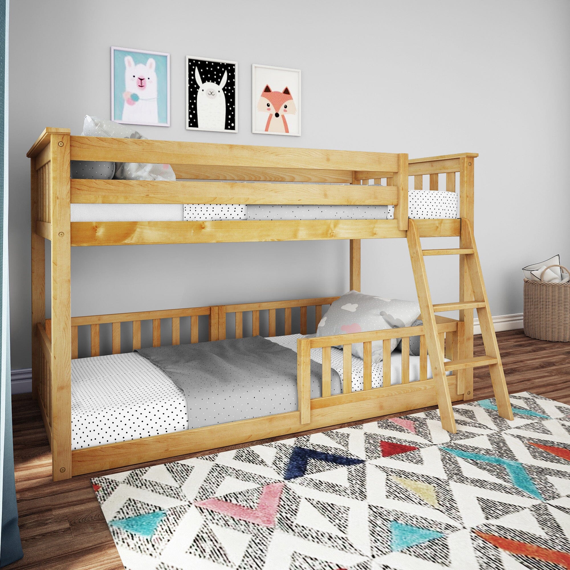 Twin Over Twin Low Bunk With Guardrails - Image 11