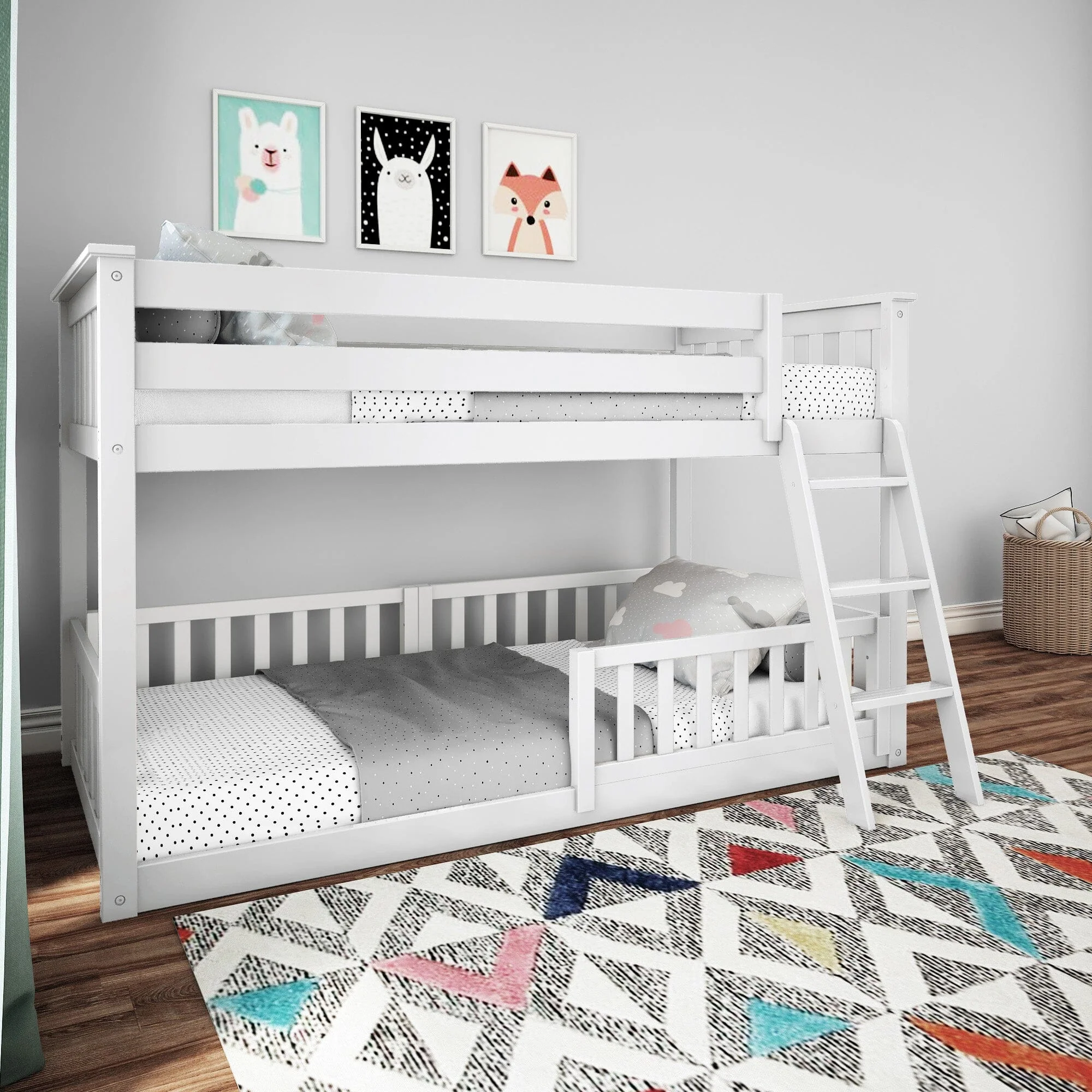 Twin Over Twin Low Bunk With Guardrails - Image 3