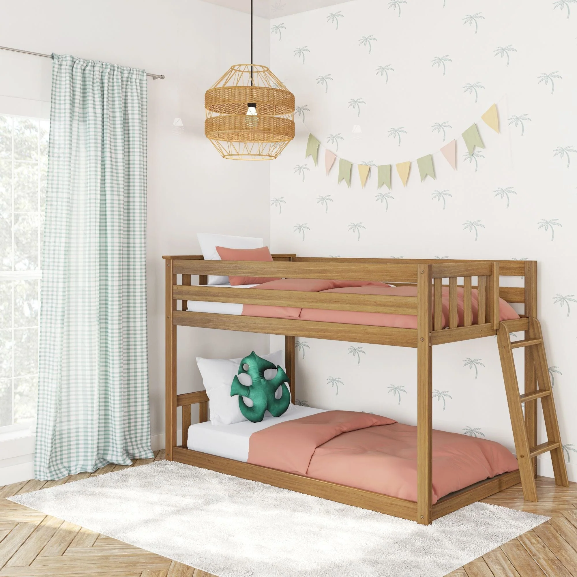 Twin Over Twin Low Bunk Bed With Ladder On End - Image 4