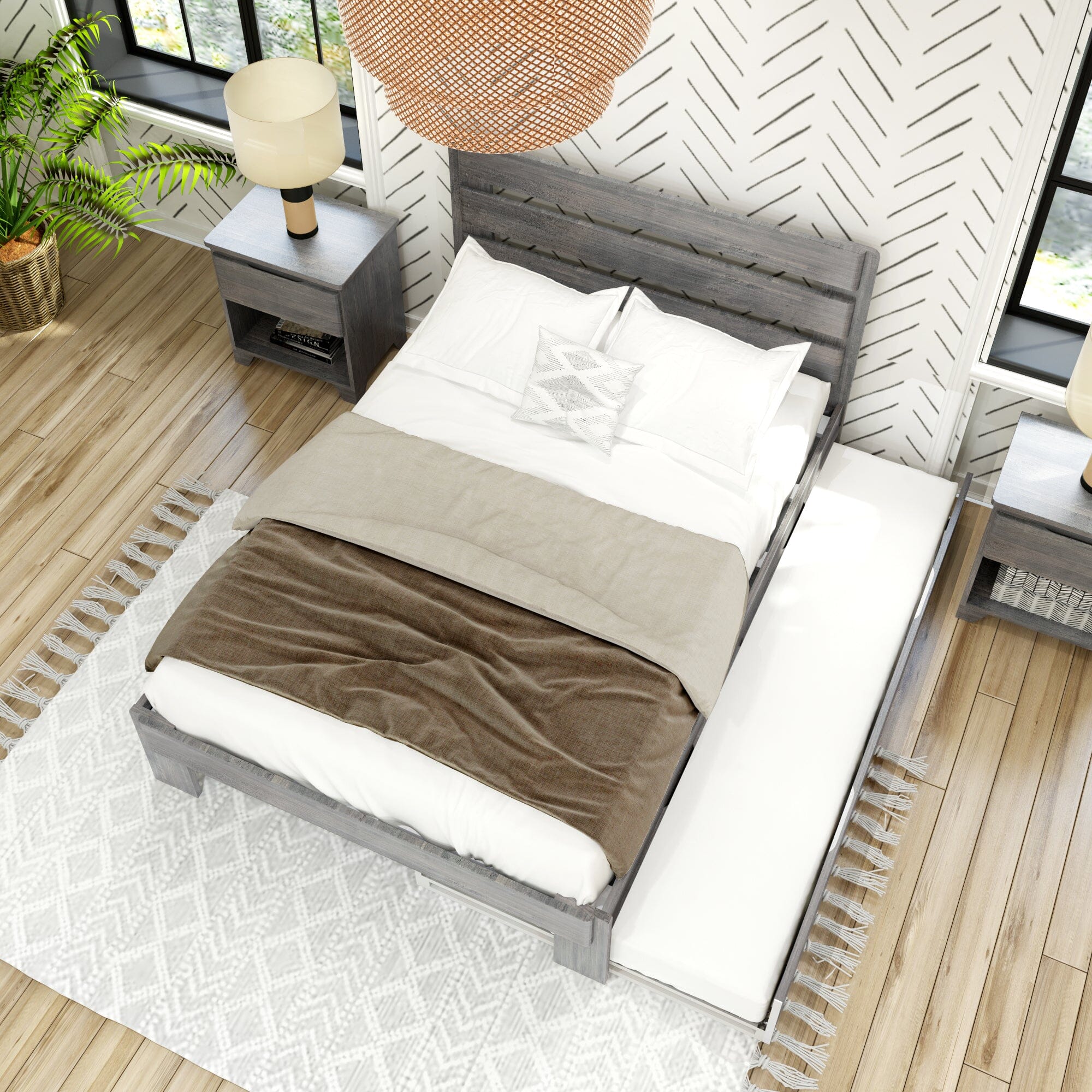 Modern Farmhouse Full Plank Bed With Trundle - Image 10