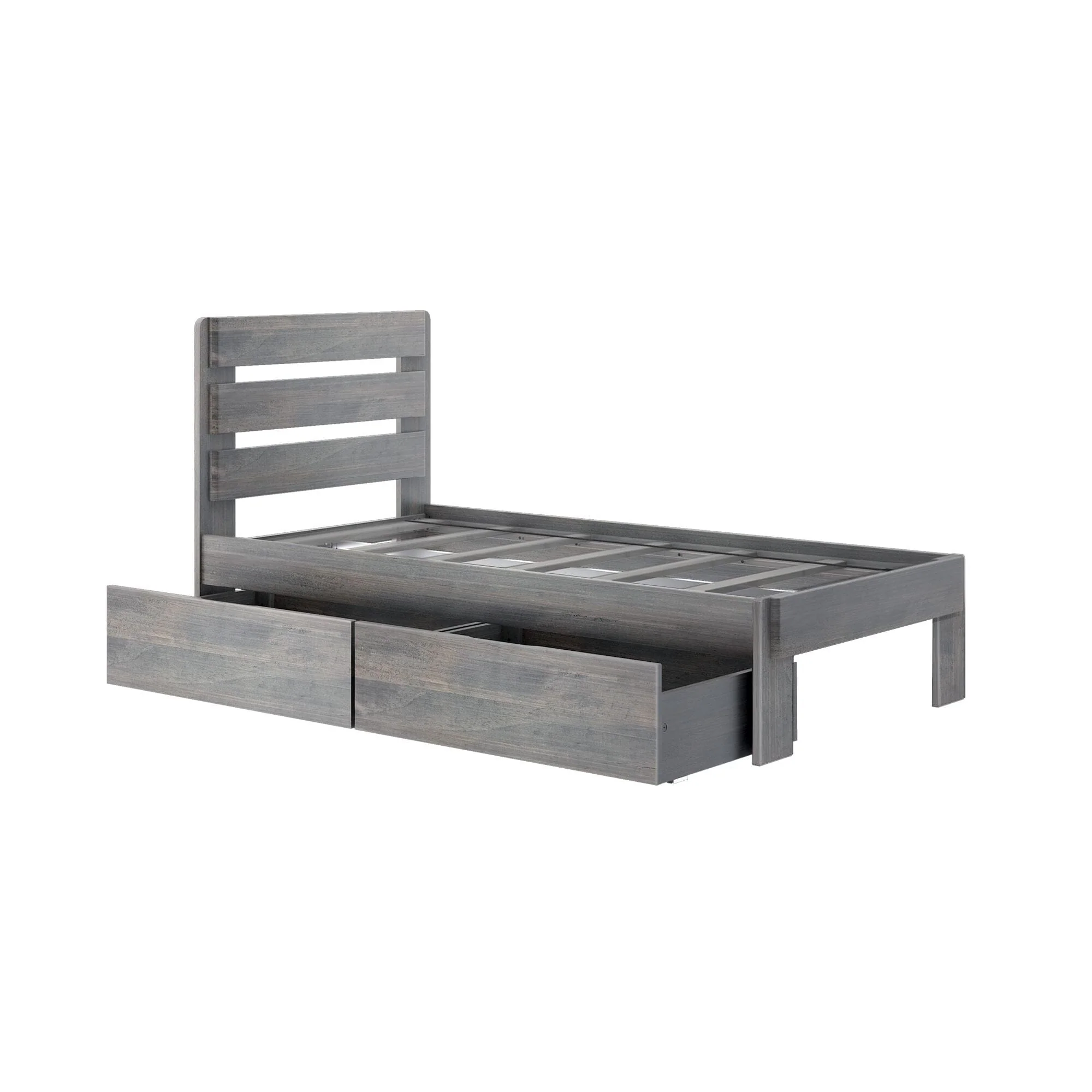 Modern Farmhouse Twin Plank Bed With Storage Drawers - Image 3