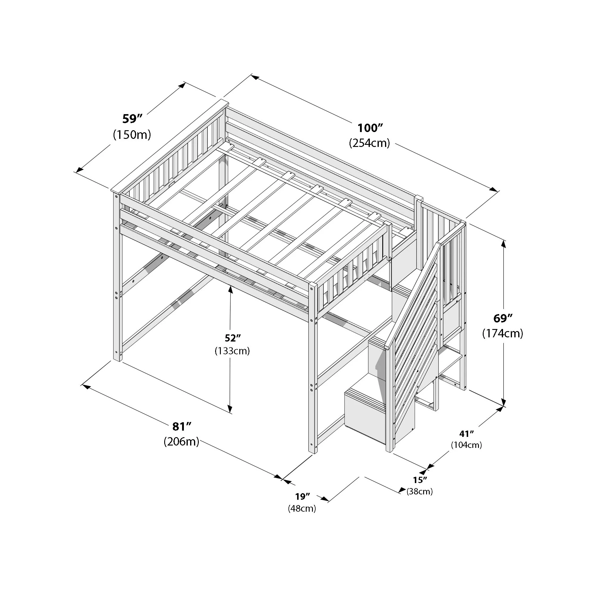 Full Loft Bed With Stairs - Image 33