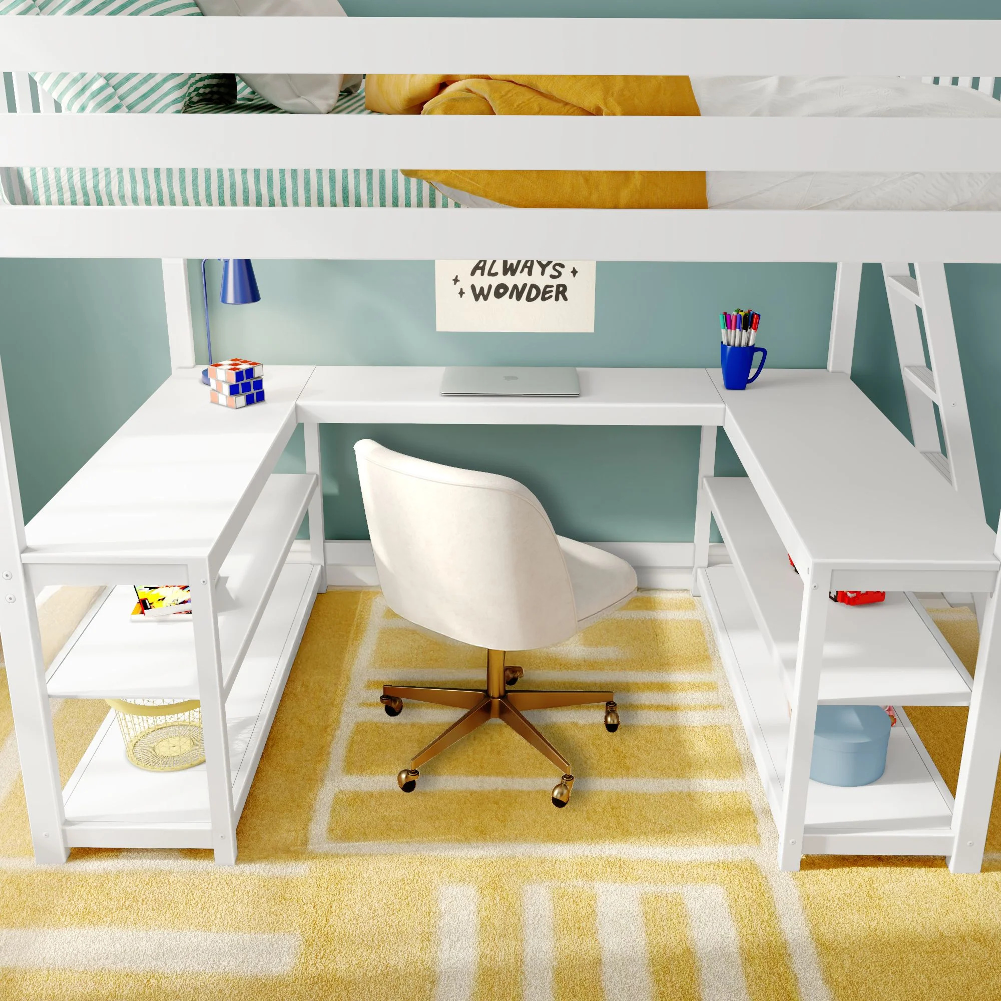 Full Loft Bed With Wraparound Desk & Ladder On End - Image 20