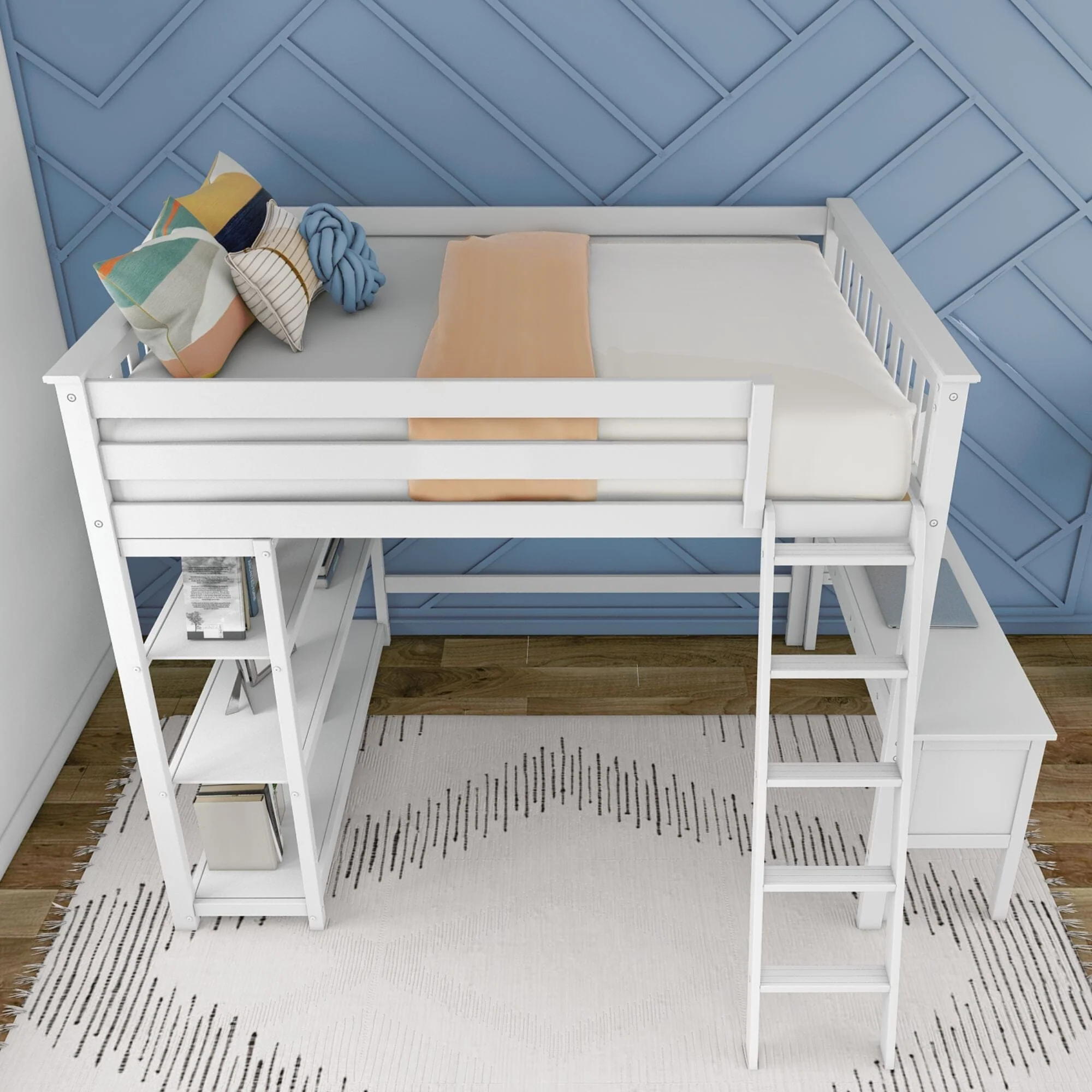 Full Loft Bed With Bookcase & Desk - Image 13