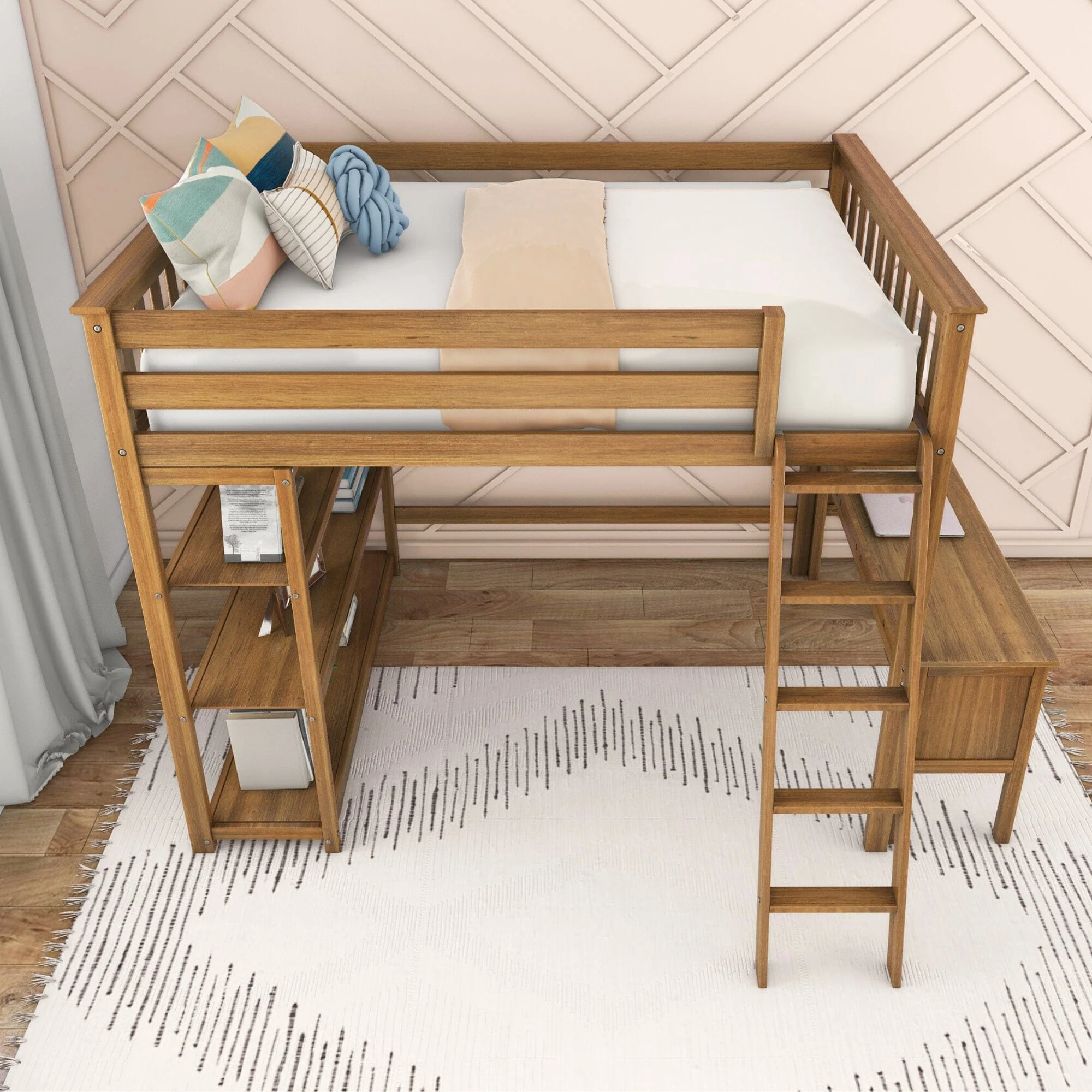 Full Loft Bed With Bookcase & Desk - Image 18