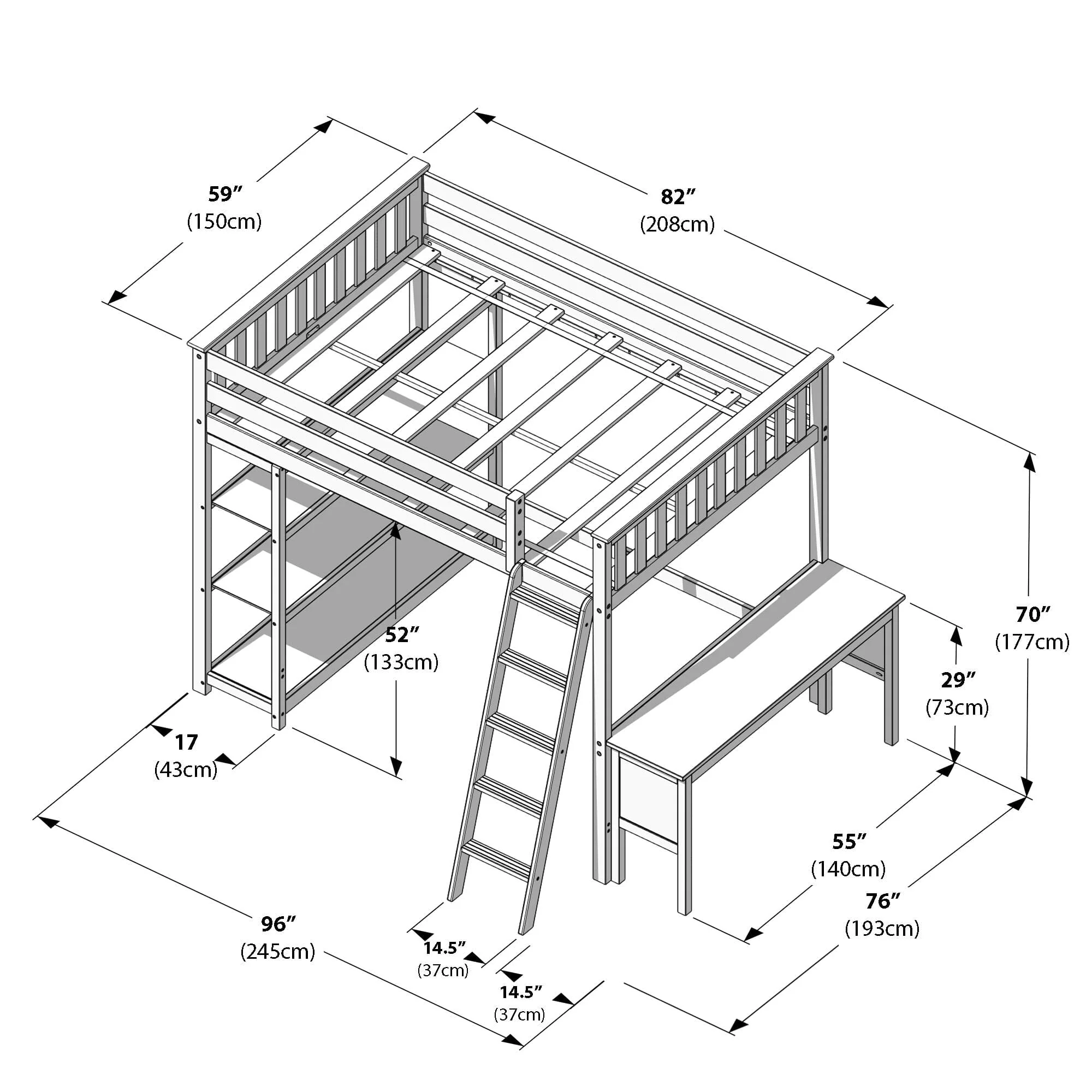 Full Loft Bed With Bookcase & Desk - Image 30