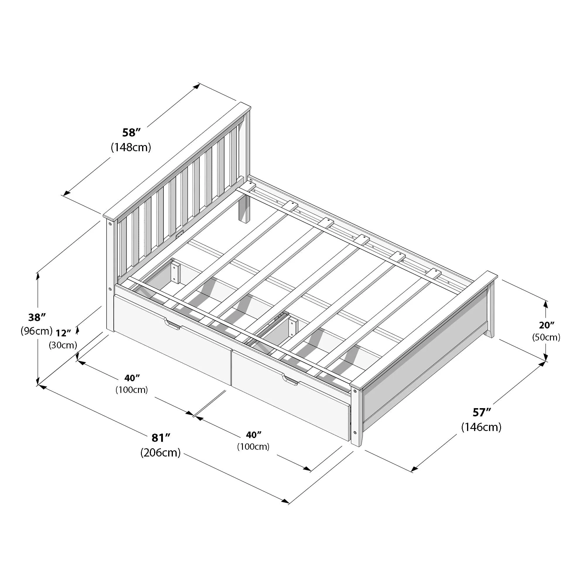 Full Slatted Bed With Storage Drawers - Image 42