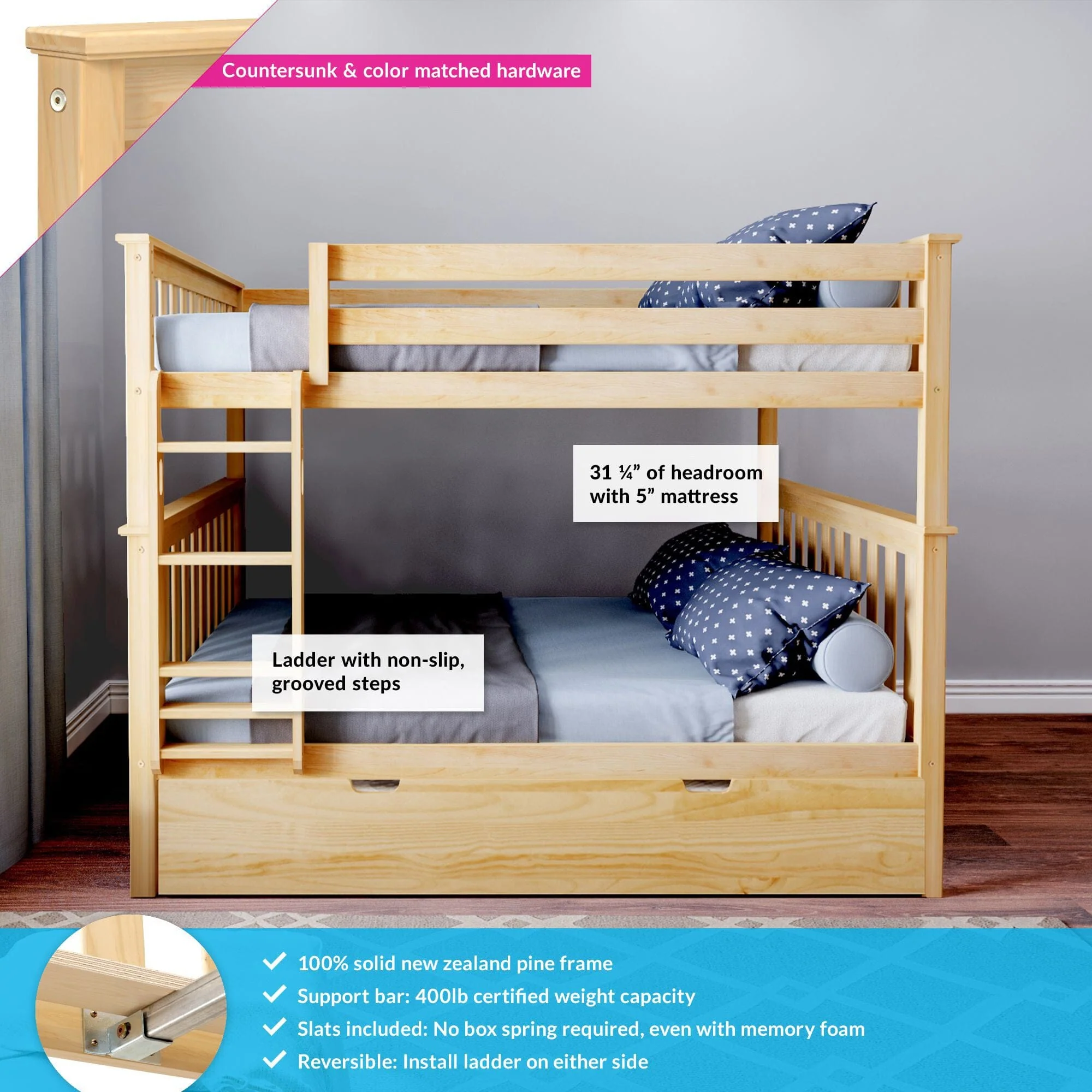 Full Over Full Bunk Bed With Trundle - Image 6
