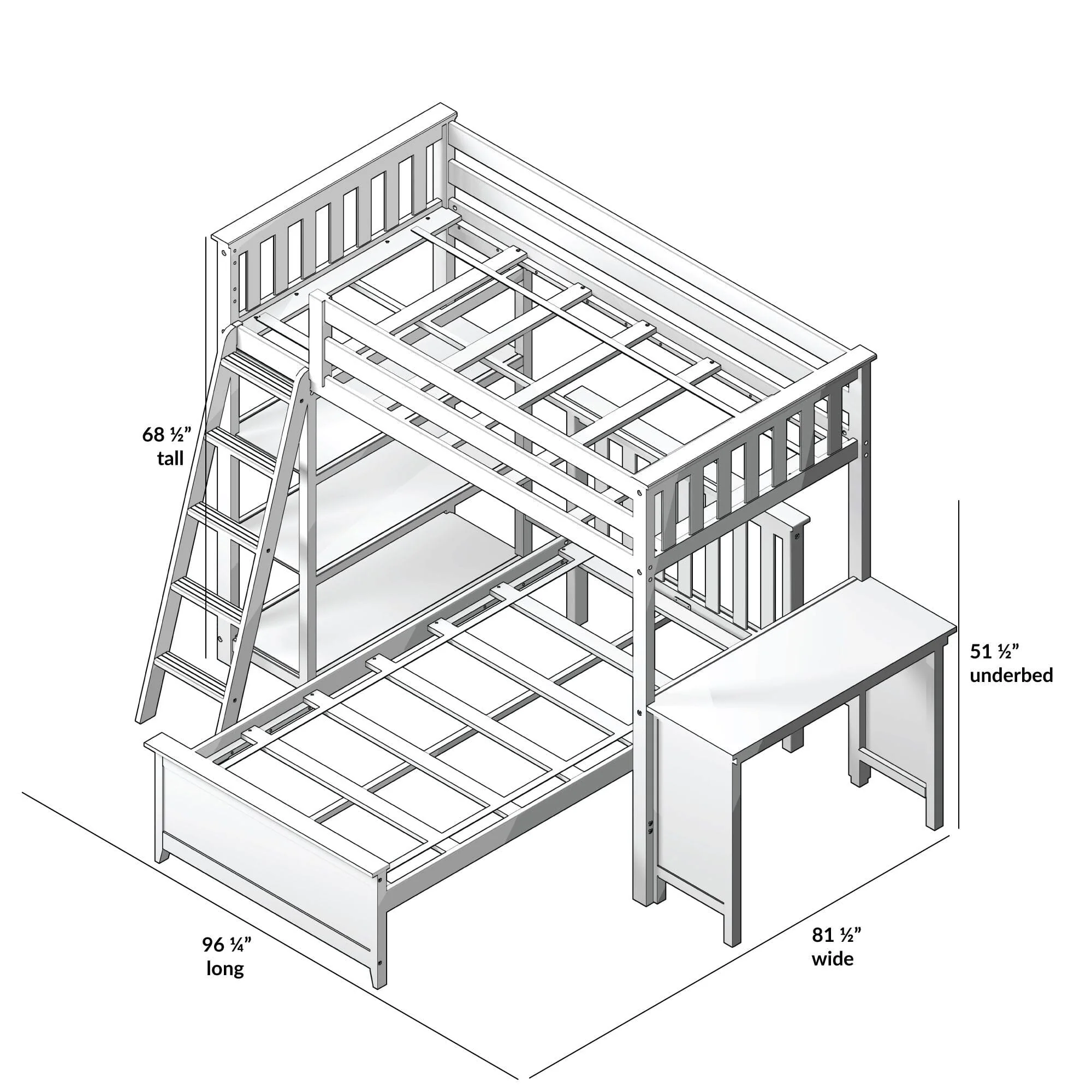 Twin Over Twin L-Shaped Bunk Bed With Bookcase & Desk - Image 13