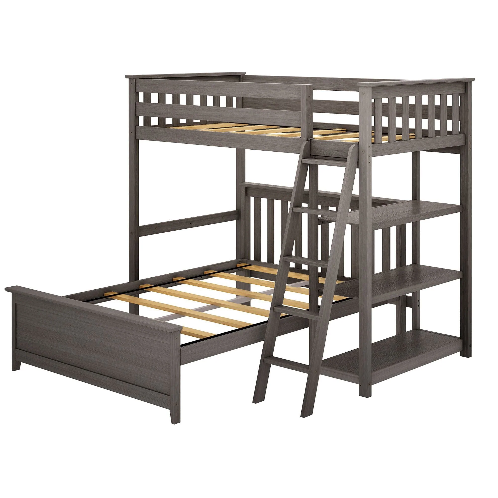 Twin Over Full L-Shaped Bunk Bed With Bookcase - Image 7