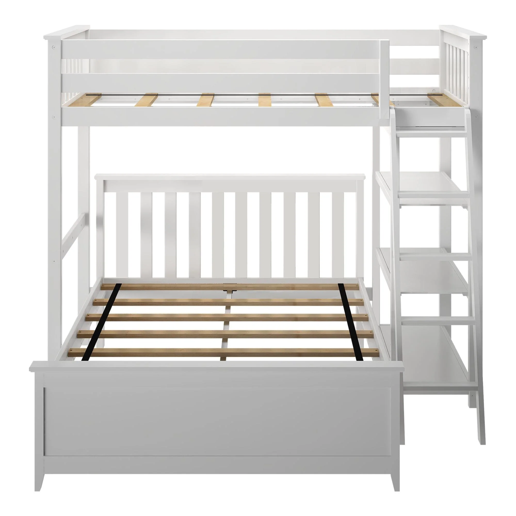 Twin Over Full L-Shaped Bunk Bed With Bookcase - Image 8