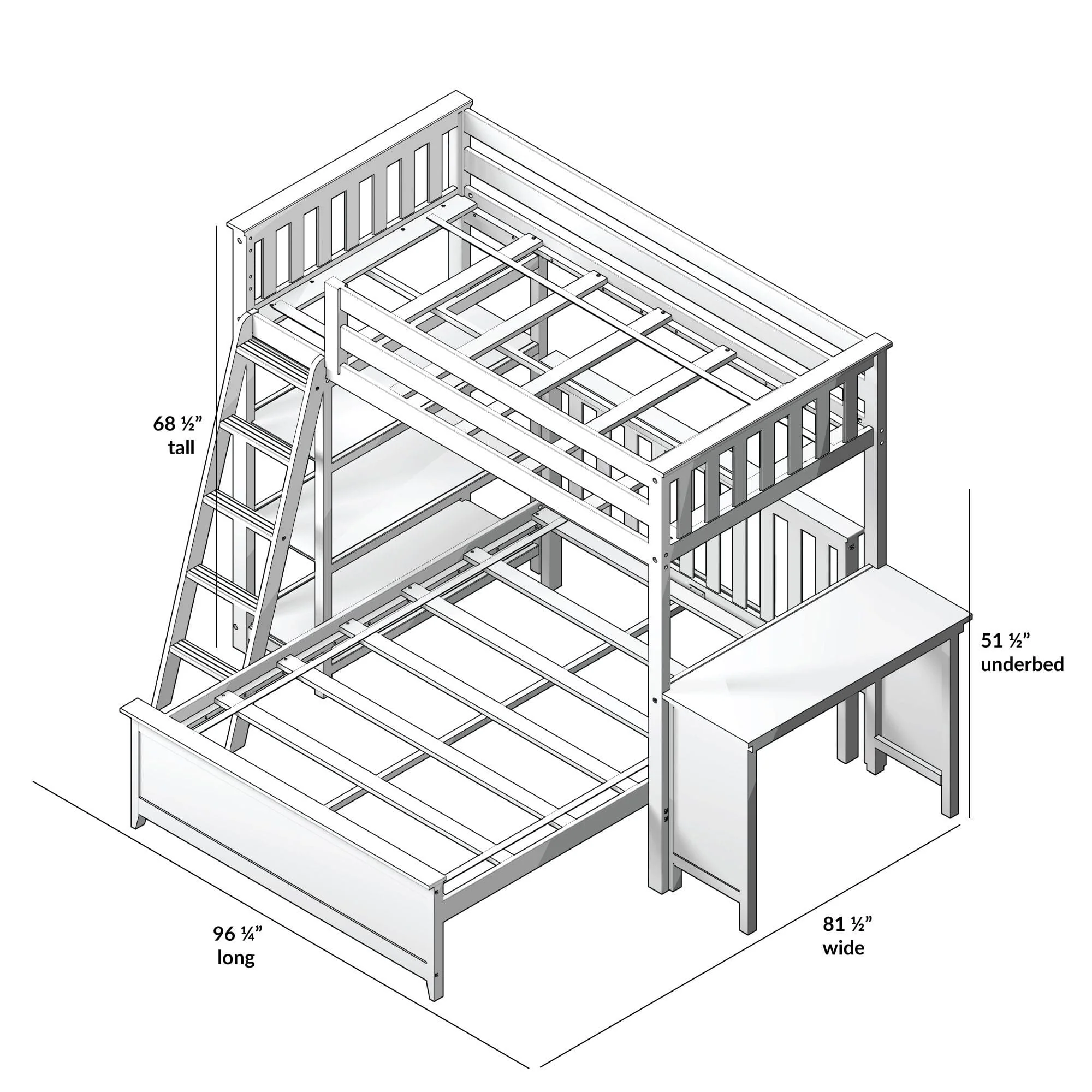Twin Over Full L-Shaped Bunk Bed With Bookcase & Desk - Image 14