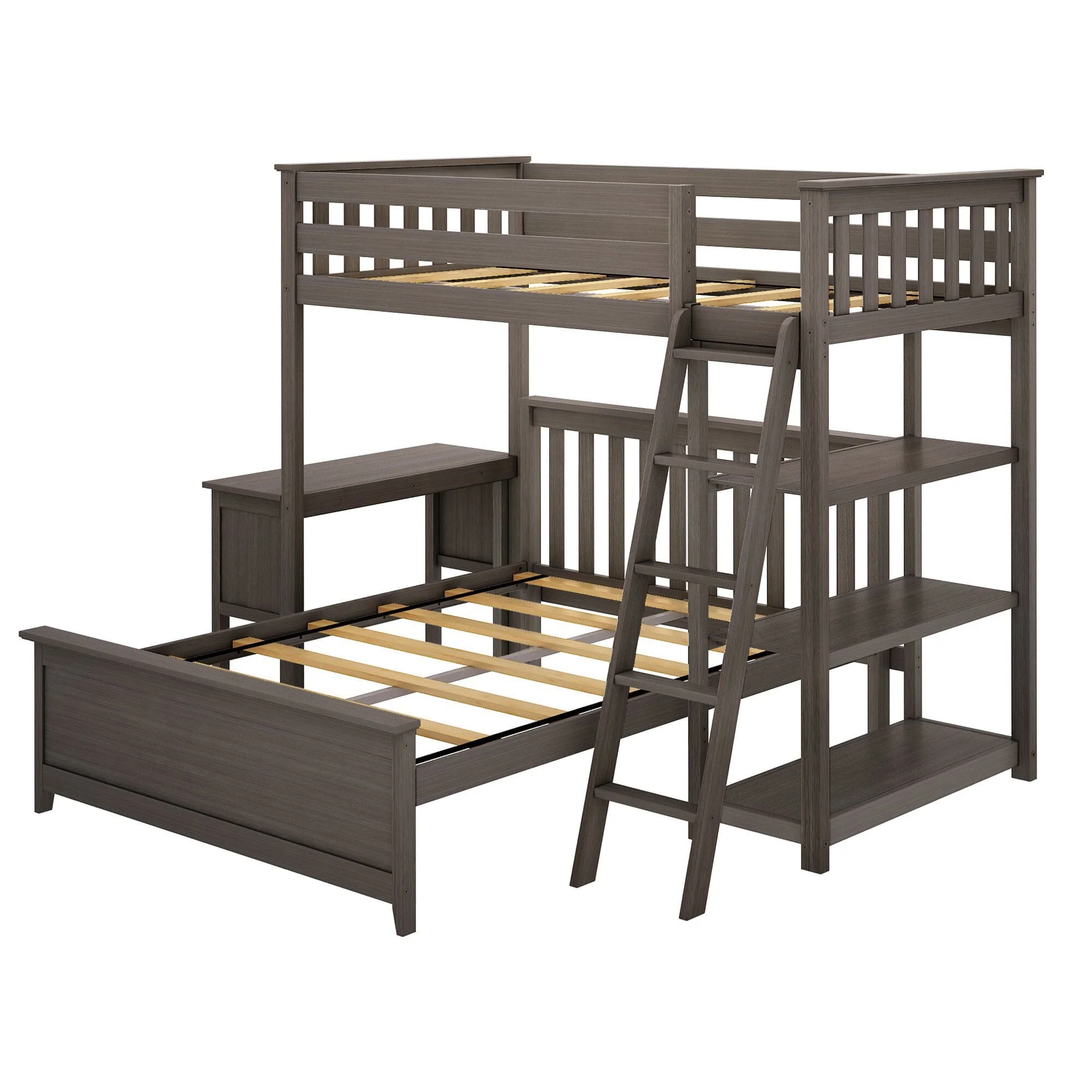 Twin Over Full L-Shaped Bunk Bed With Bookcase & Desk - Image 8