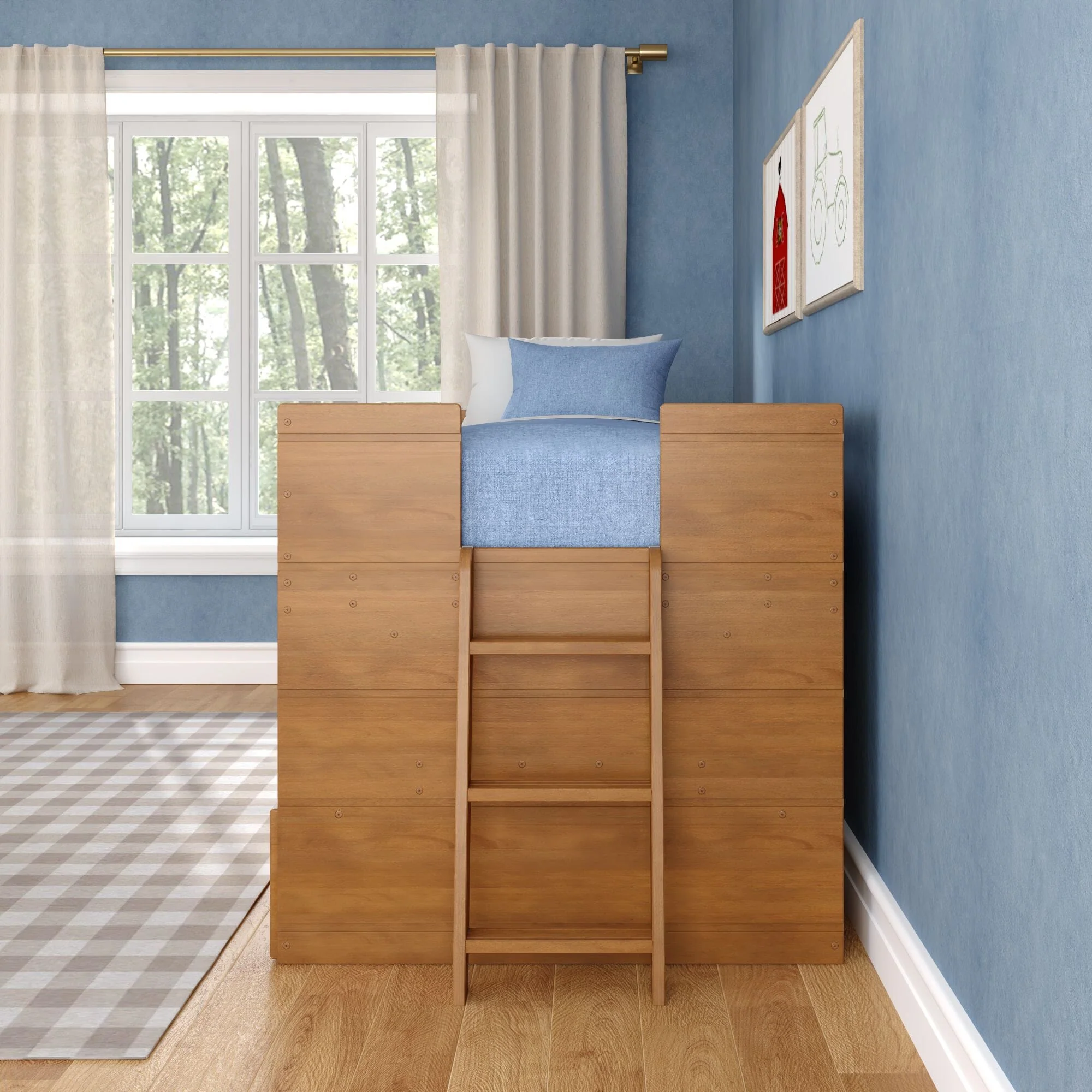 Modern Farmhouse Play & Store Low Loft Bed - Image 24