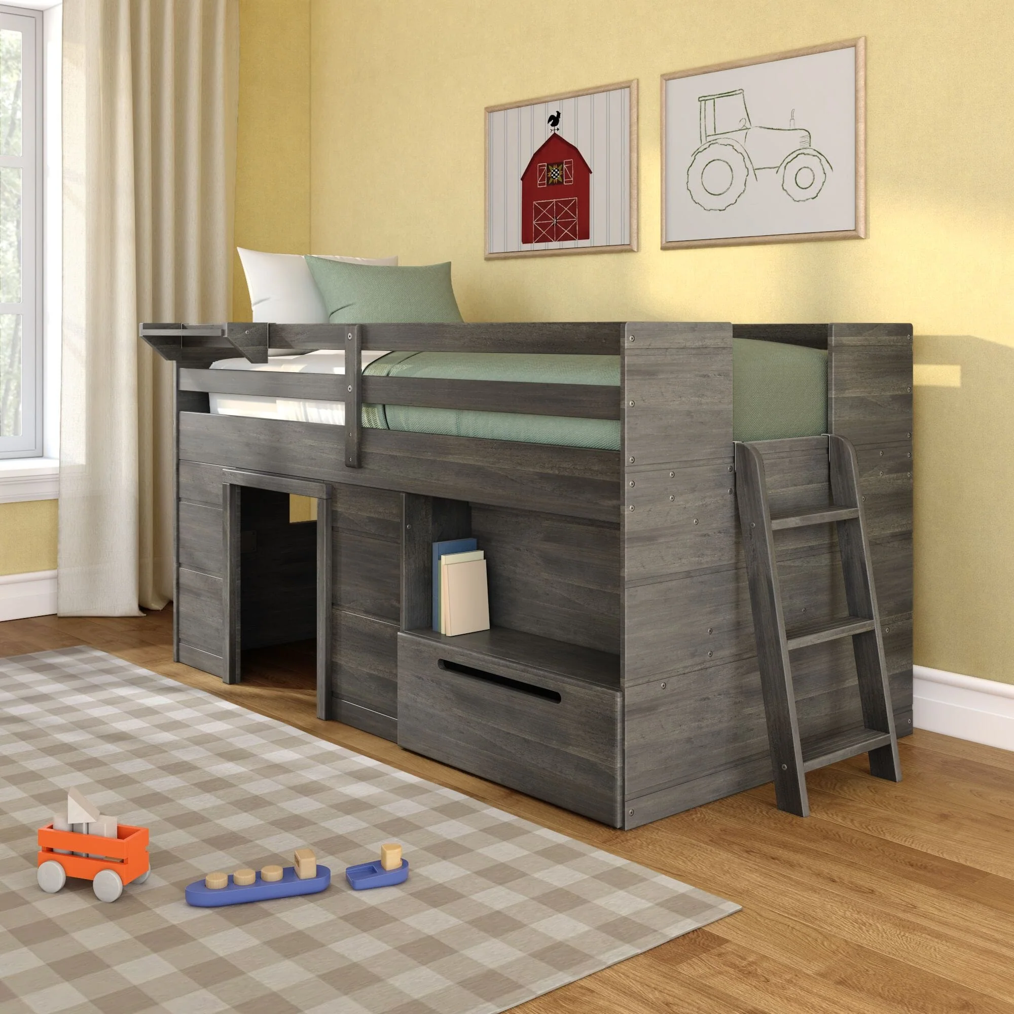Modern Farmhouse Play & Store Low Loft Bed - Image 3