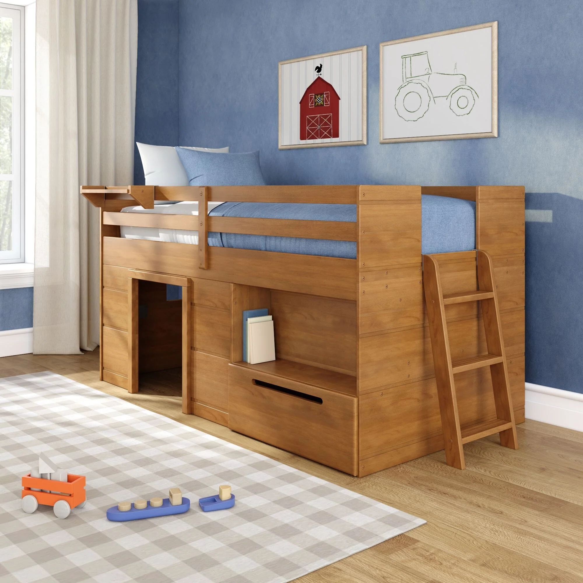 Modern Farmhouse Play & Store Low Loft Bed - Image 4