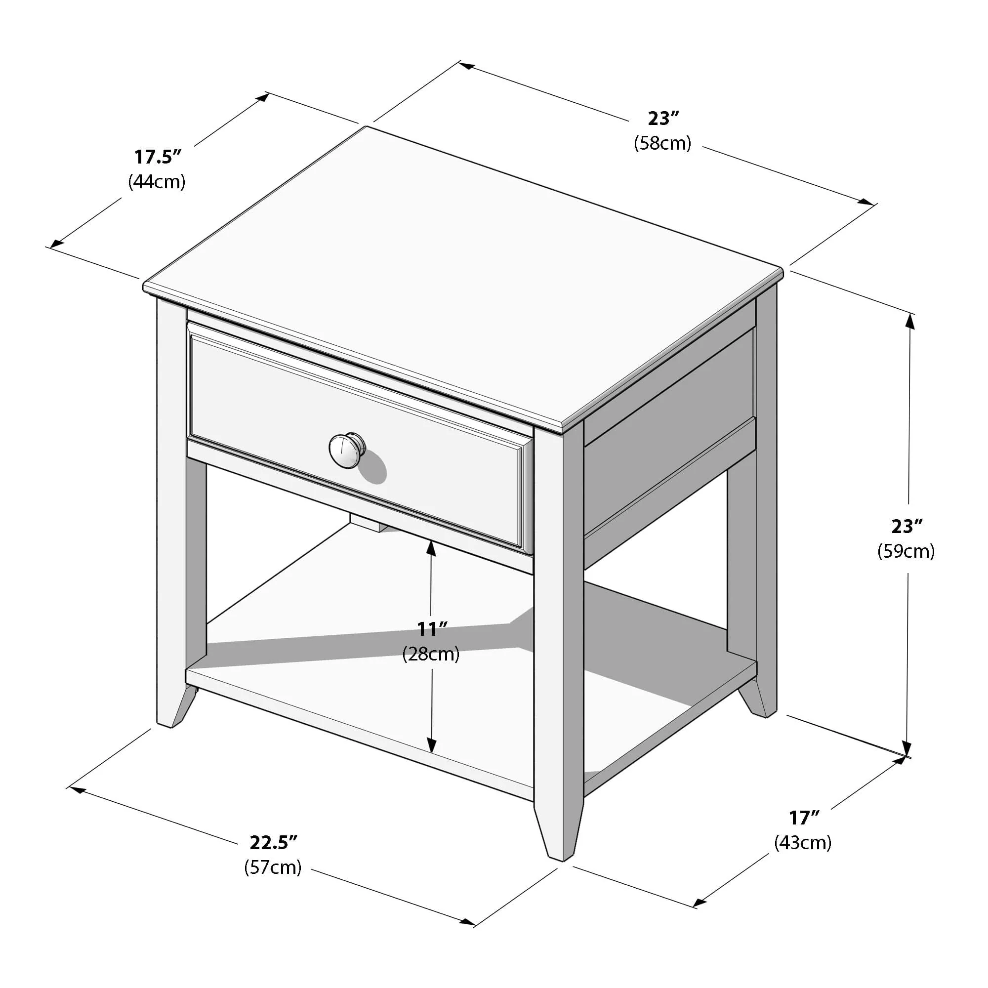 Nightstand with Drawer and Shelf - Image 38