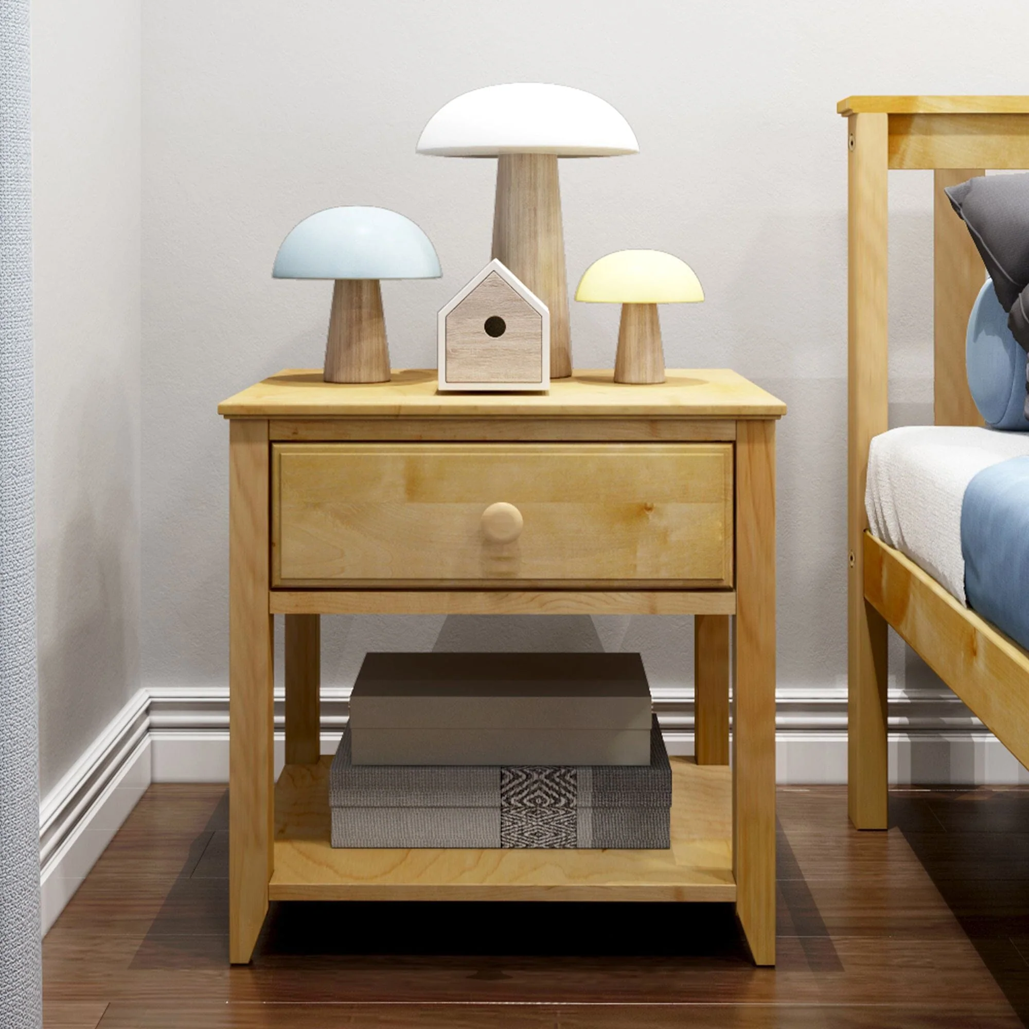 Nightstand with Drawer and Shelf - Image 7