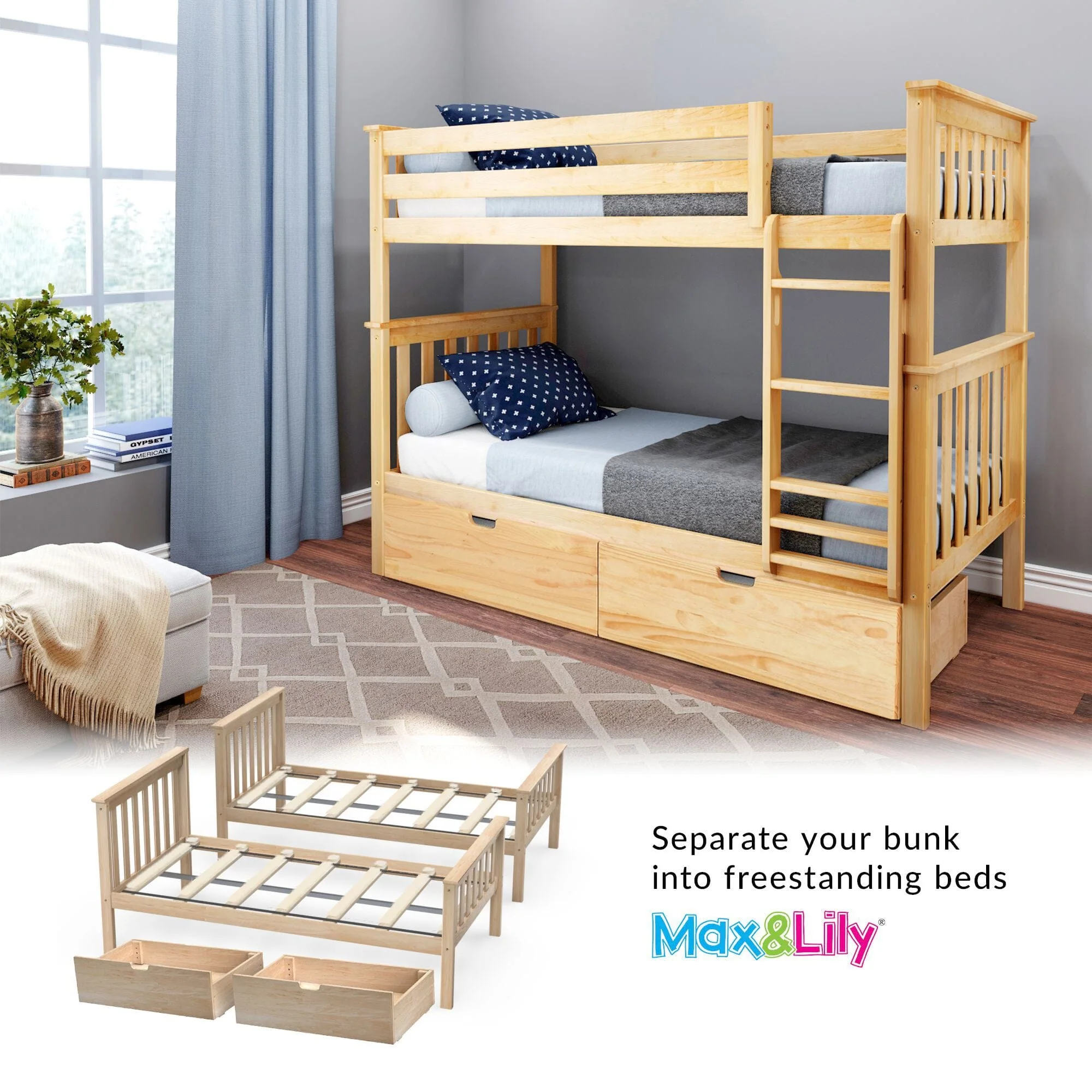 Twin Over Twin Bunk Bed With Storage Drawers - Image 16