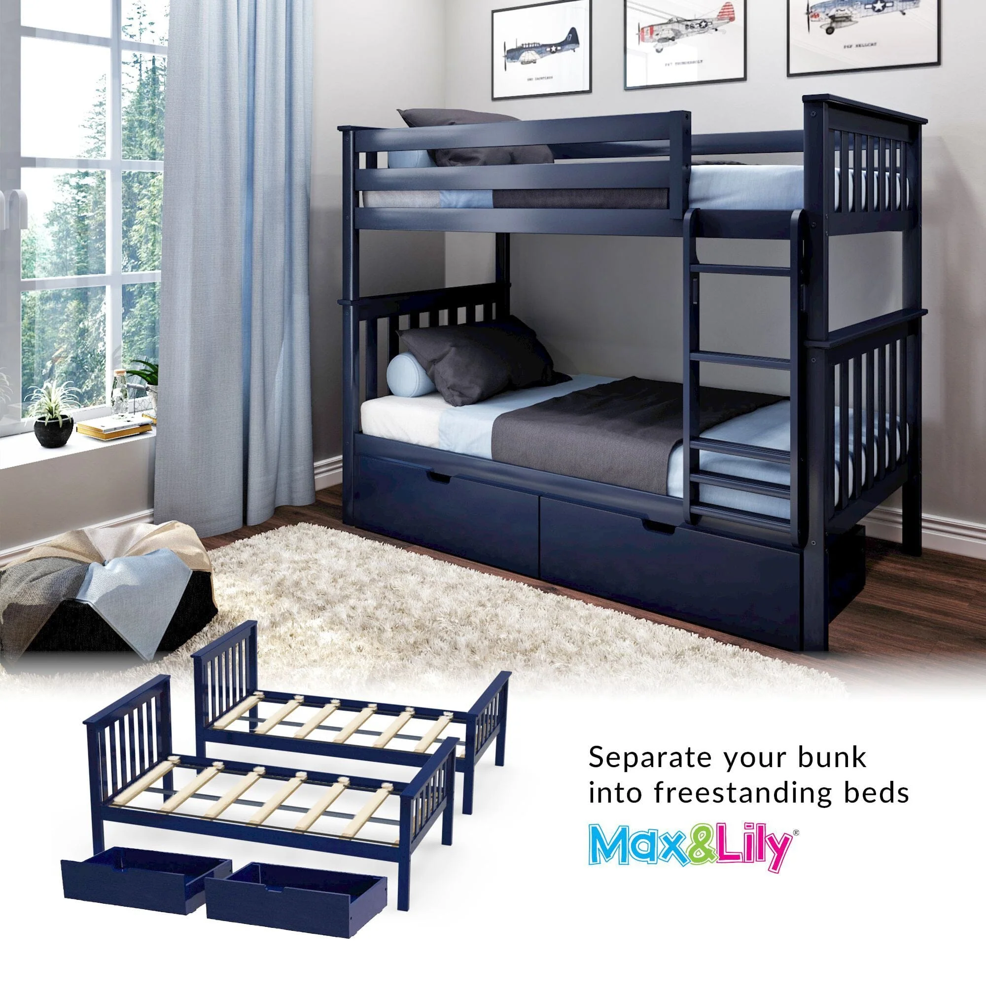 Twin Over Twin Bunk Bed With Storage Drawers - Image 18