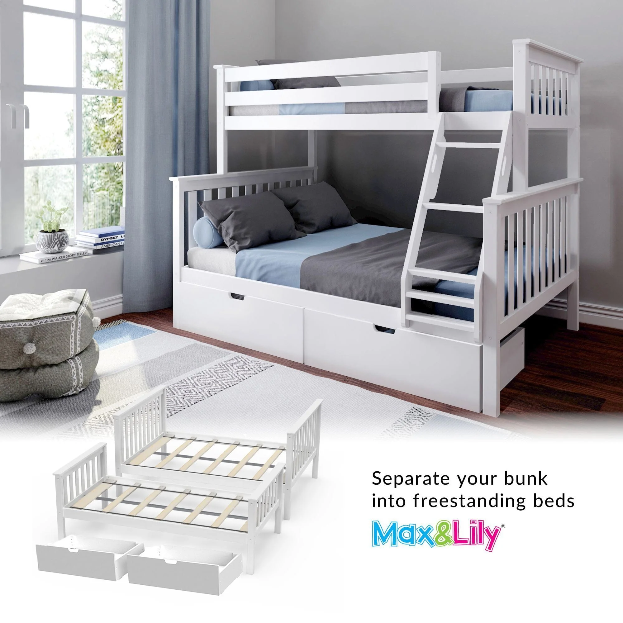 Twin Over Full Bunk Bed With Storage Drawers - Image 21