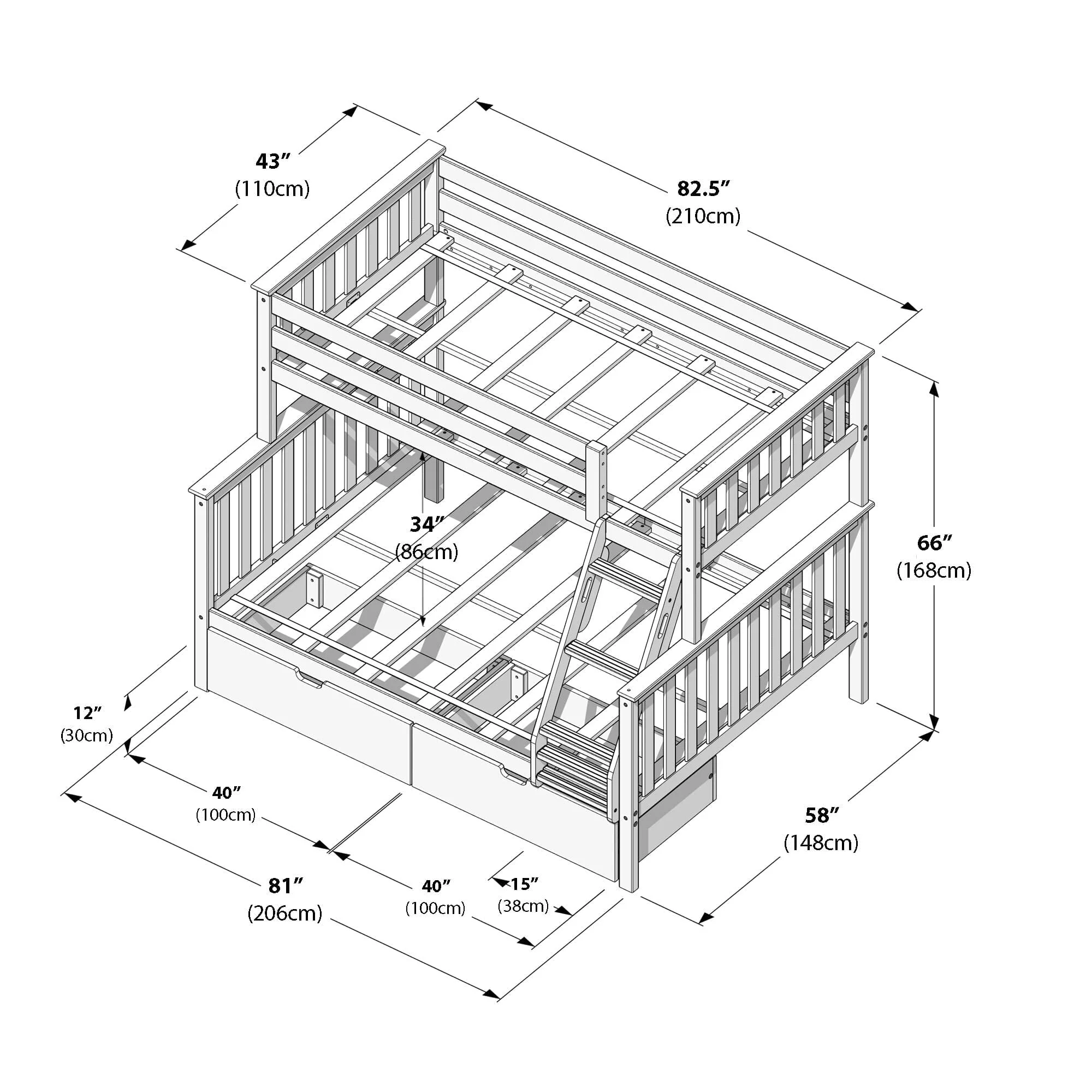 Twin Over Full Bunk Bed With Storage Drawers - Image 39