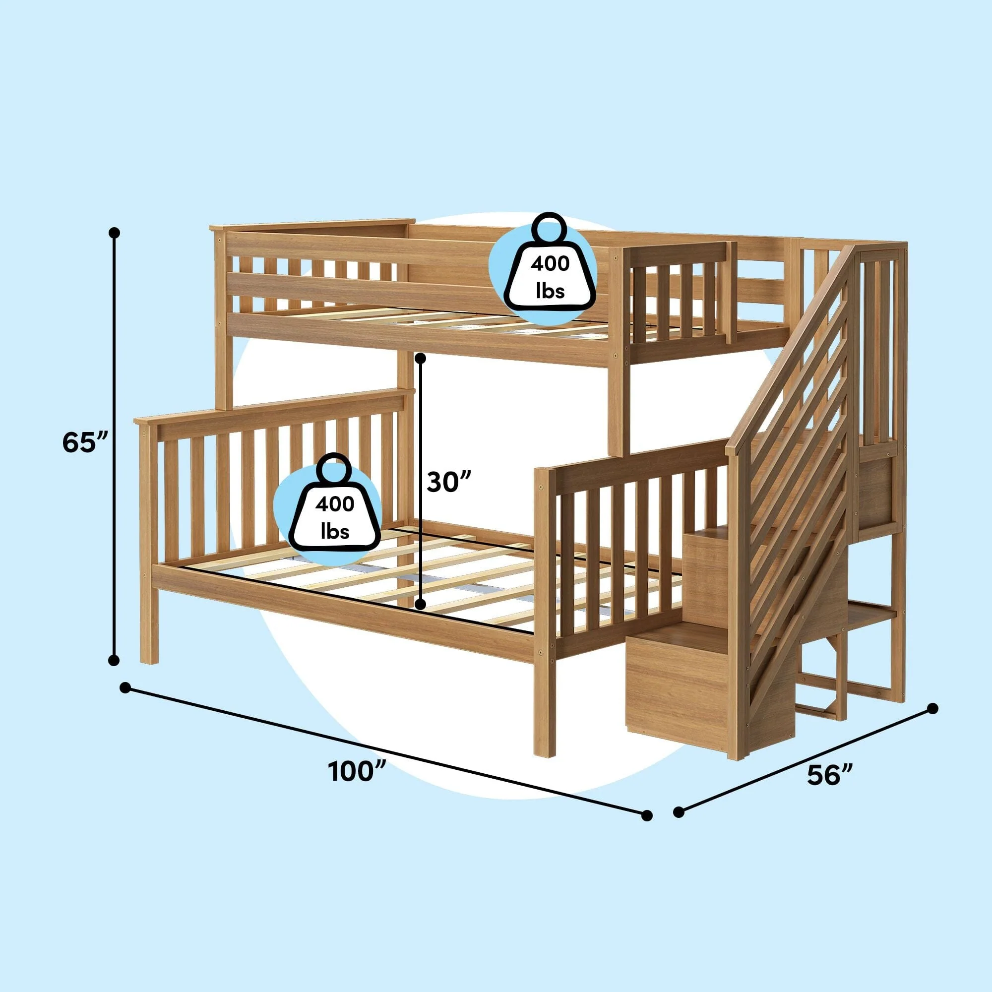 Twin Over Full Bunk Bed With Stairs - Image 33