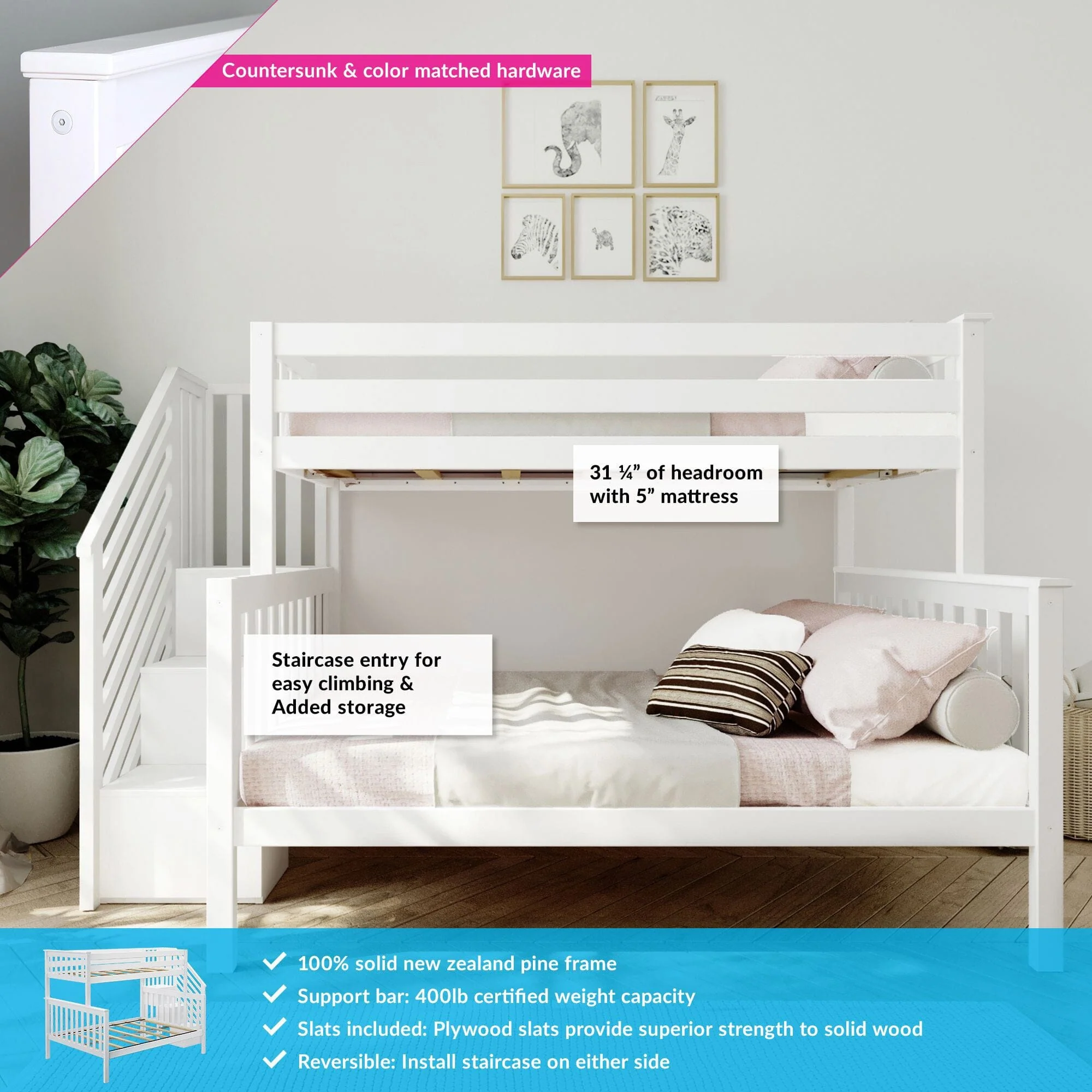Twin Over Full Bunk Bed With Stairs - Image 5