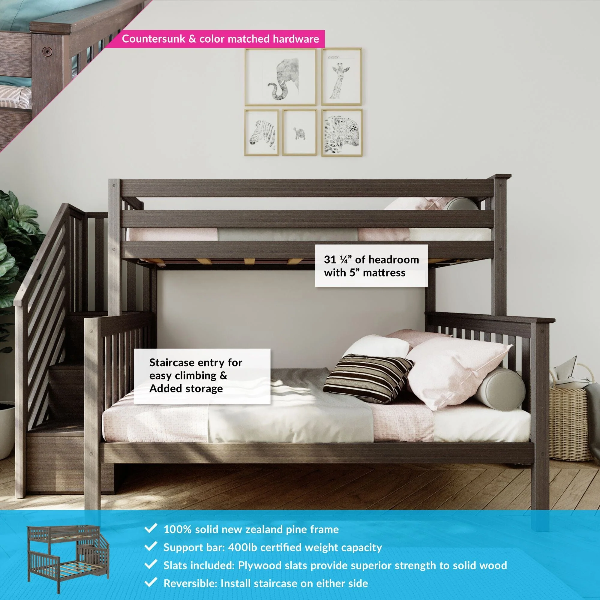 Twin Over Full Bunk Bed With Stairs - Image 6