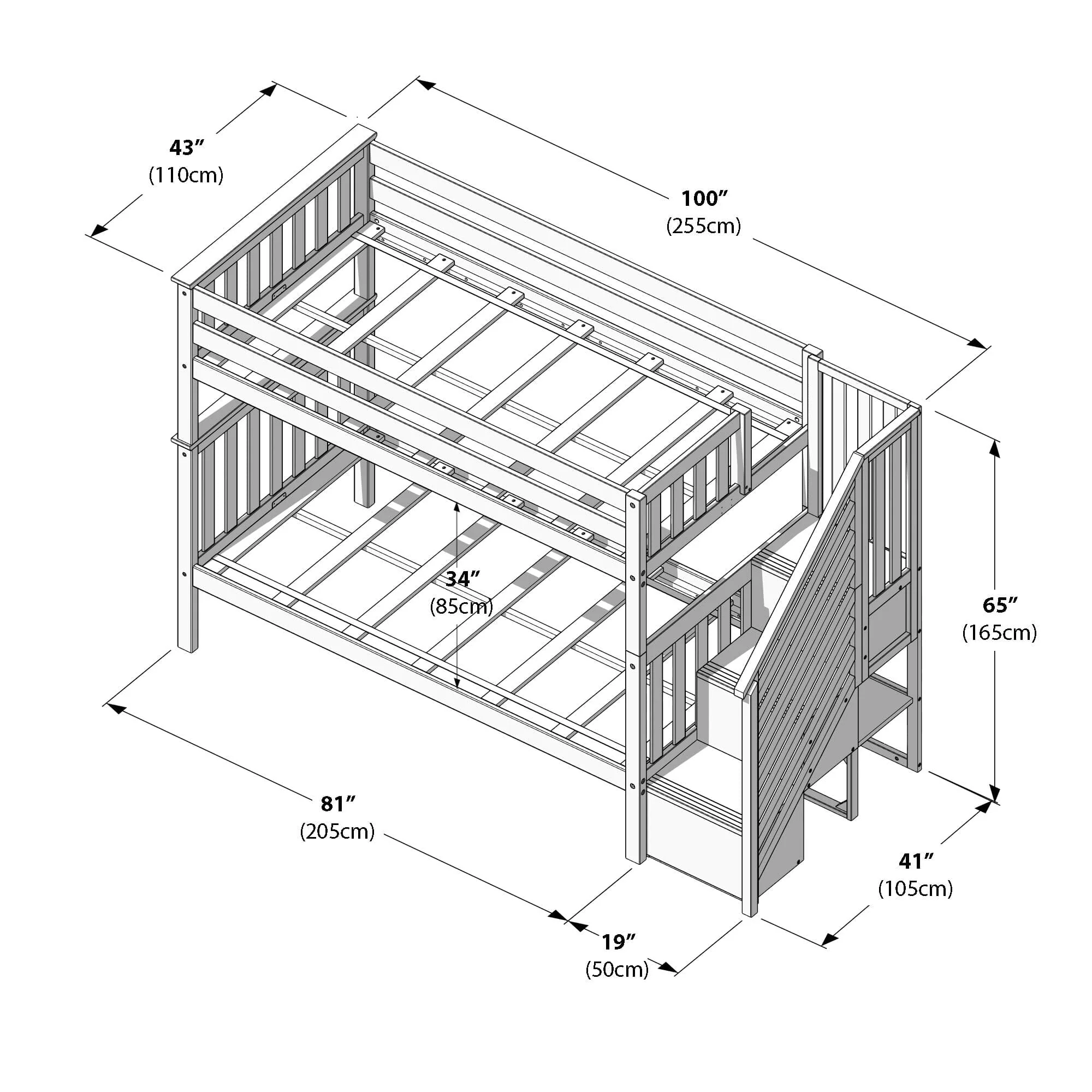 Twin Over Twin Bunk Bed With Stairs - Image 34