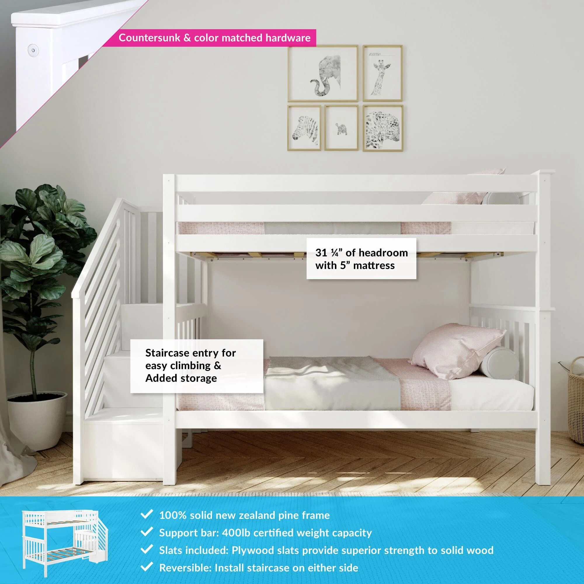 Twin Over Twin Bunk Bed With Stairs - Image 5