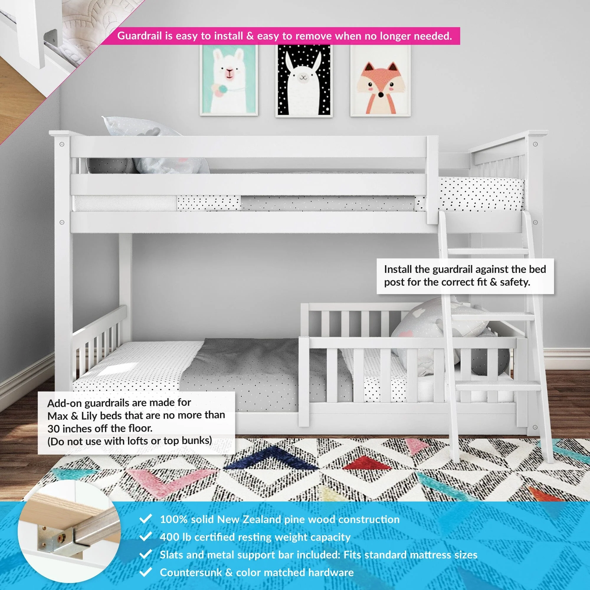 Twin Over Twin Low Bunk With Guardrails - Image 20