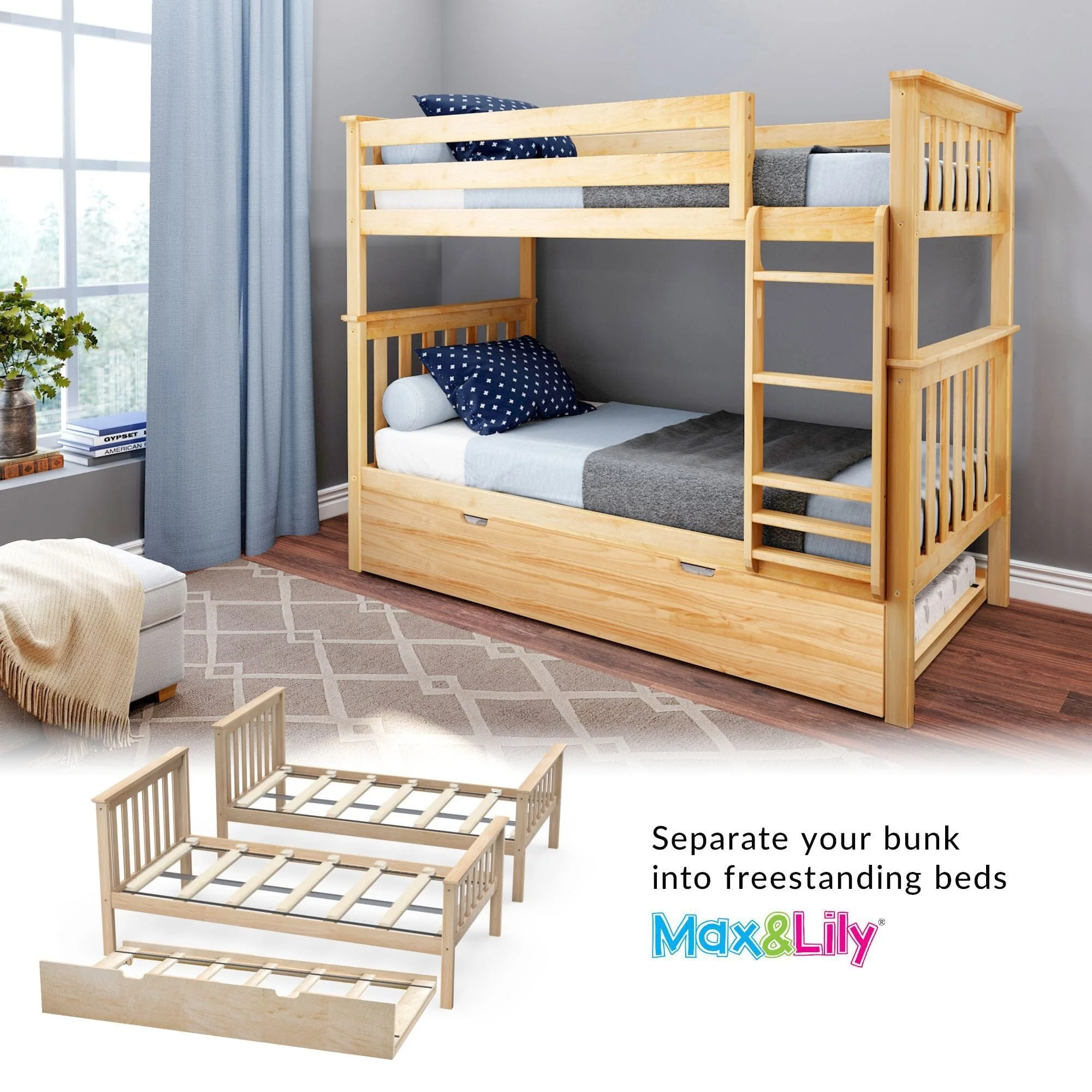 Twin Over Twin Bunk Bed With Trundle - Image 32