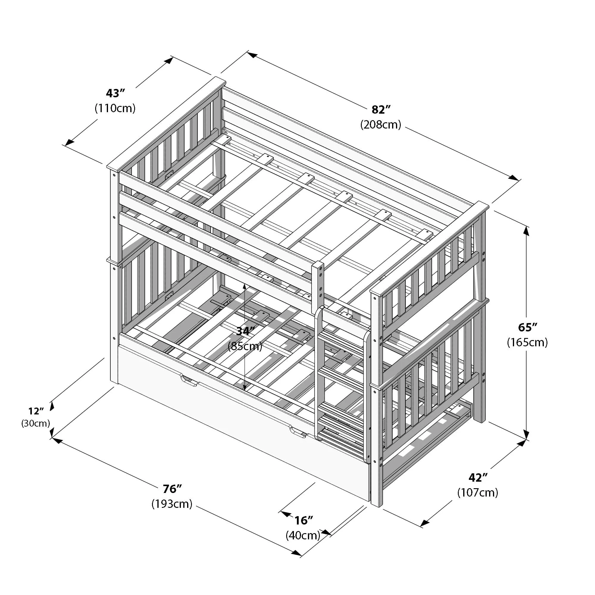 Twin Over Twin Bunk Bed With Trundle - Image 43