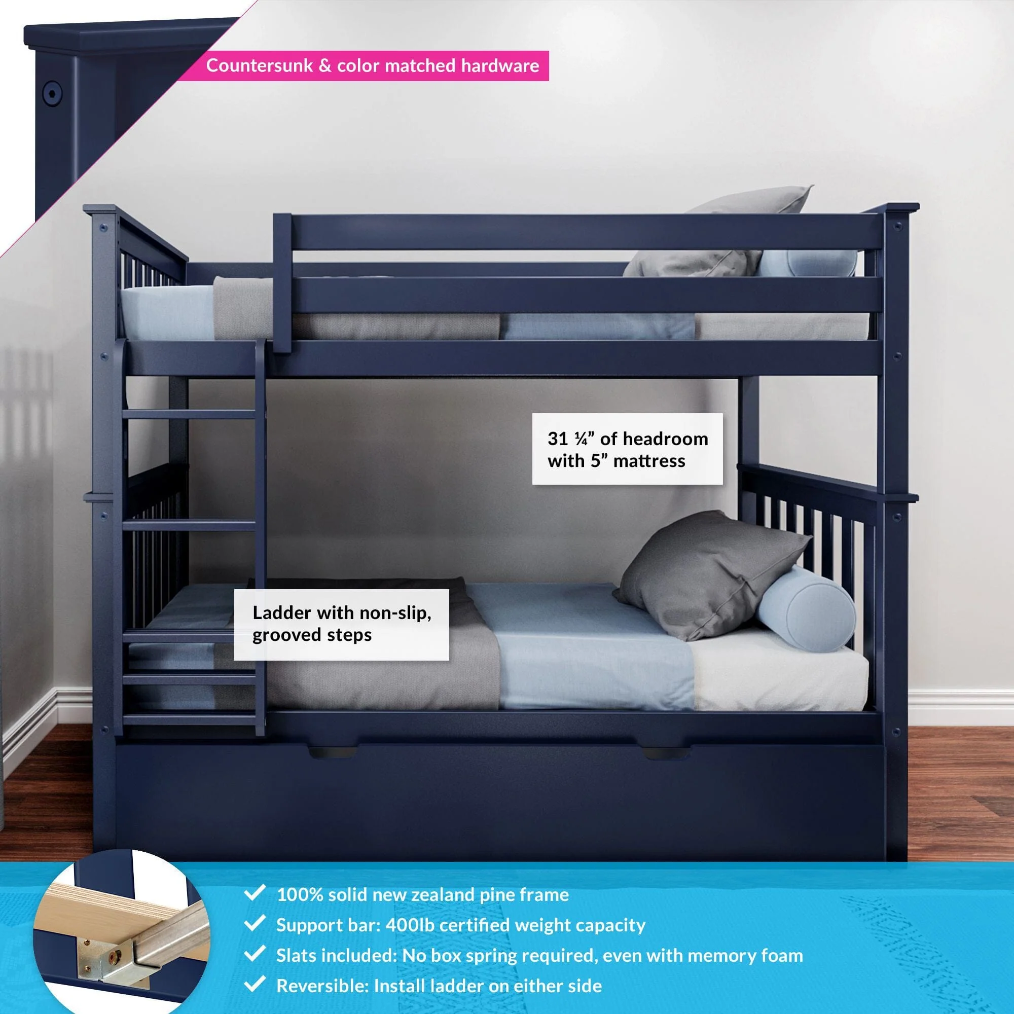 Twin Over Twin Bunk Bed With Trundle - Image 8
