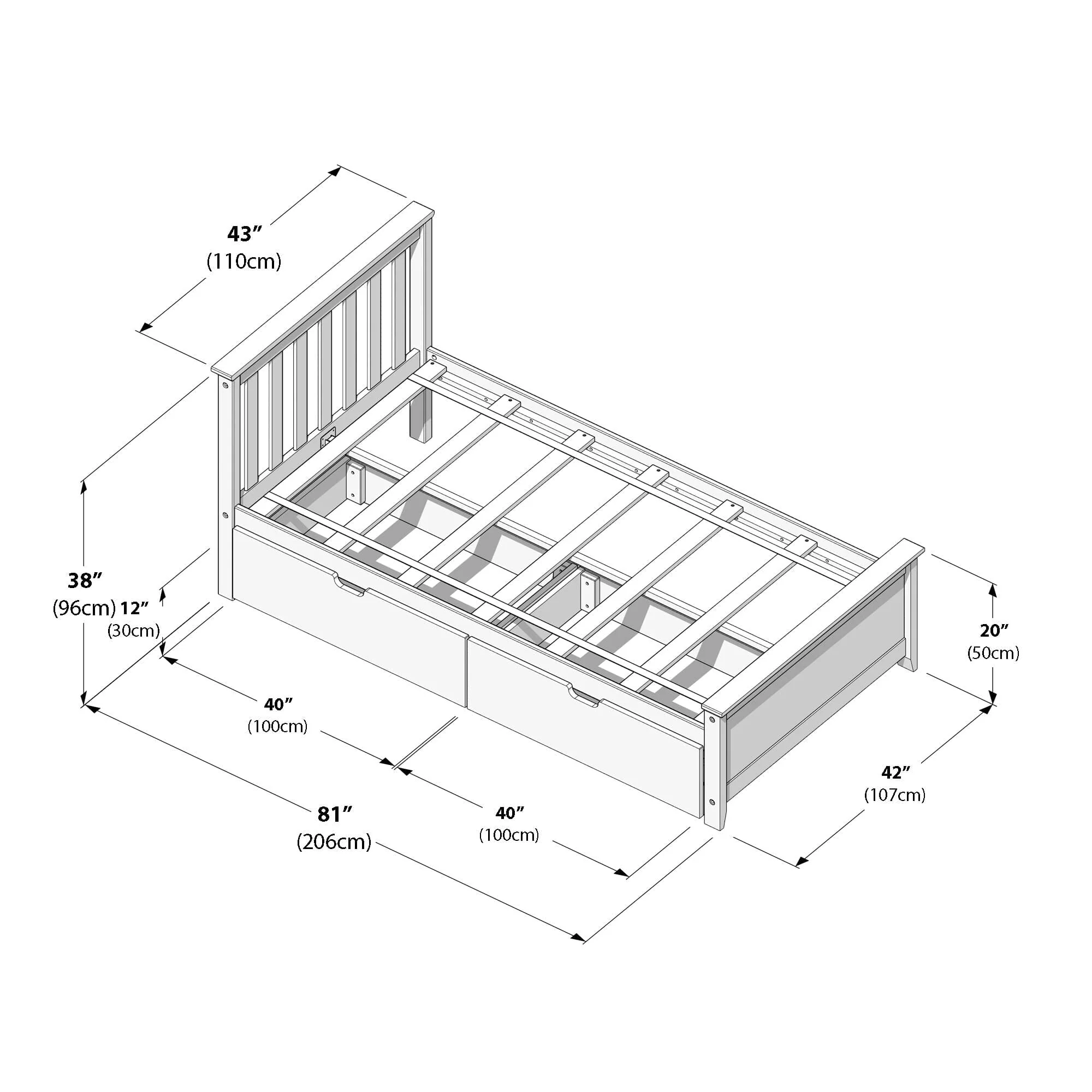 Twin Slatted Bed With Storage Drawers - Image 40